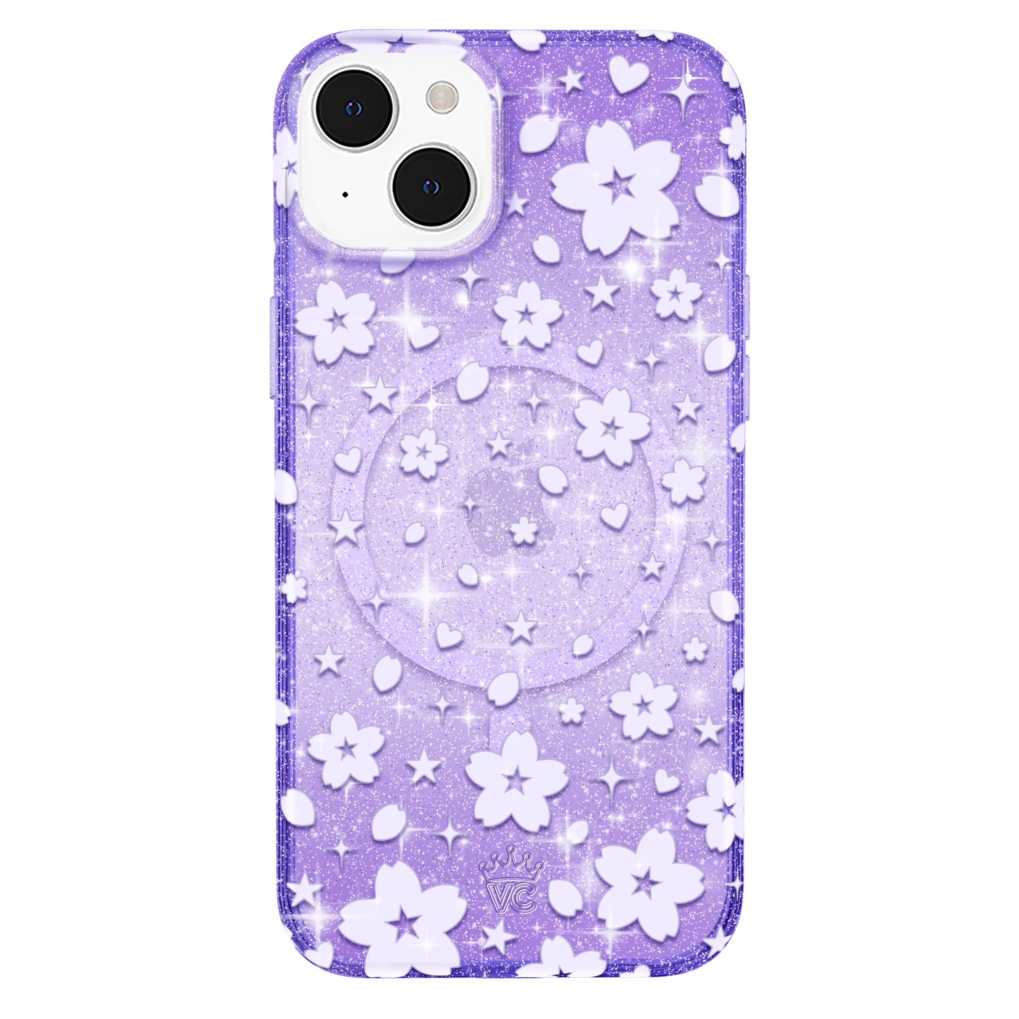 Lavender Cherry Blossom Glitter iPhone Case - Image 16