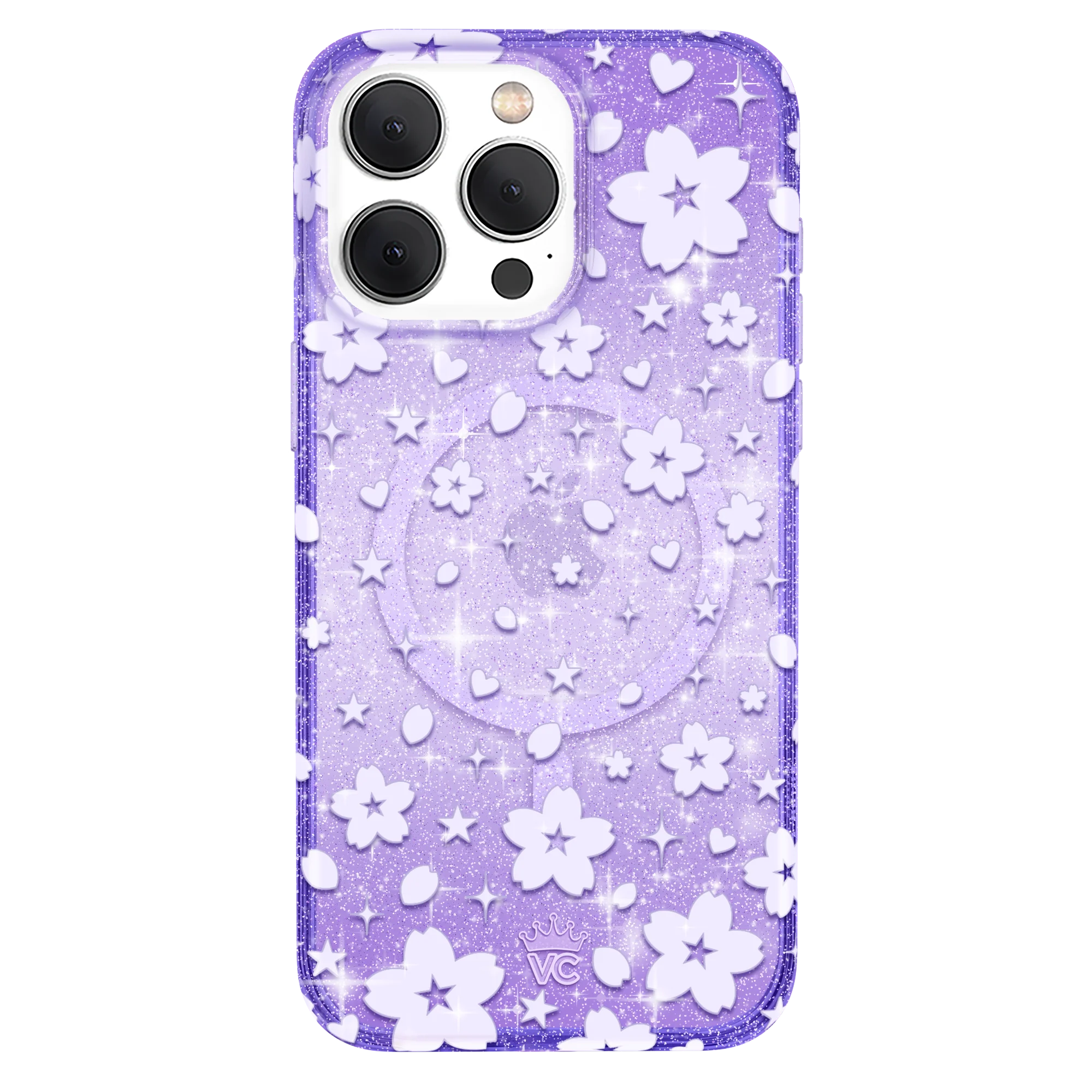 Lavender Cherry Blossom Glitter iPhone Case - Image 26