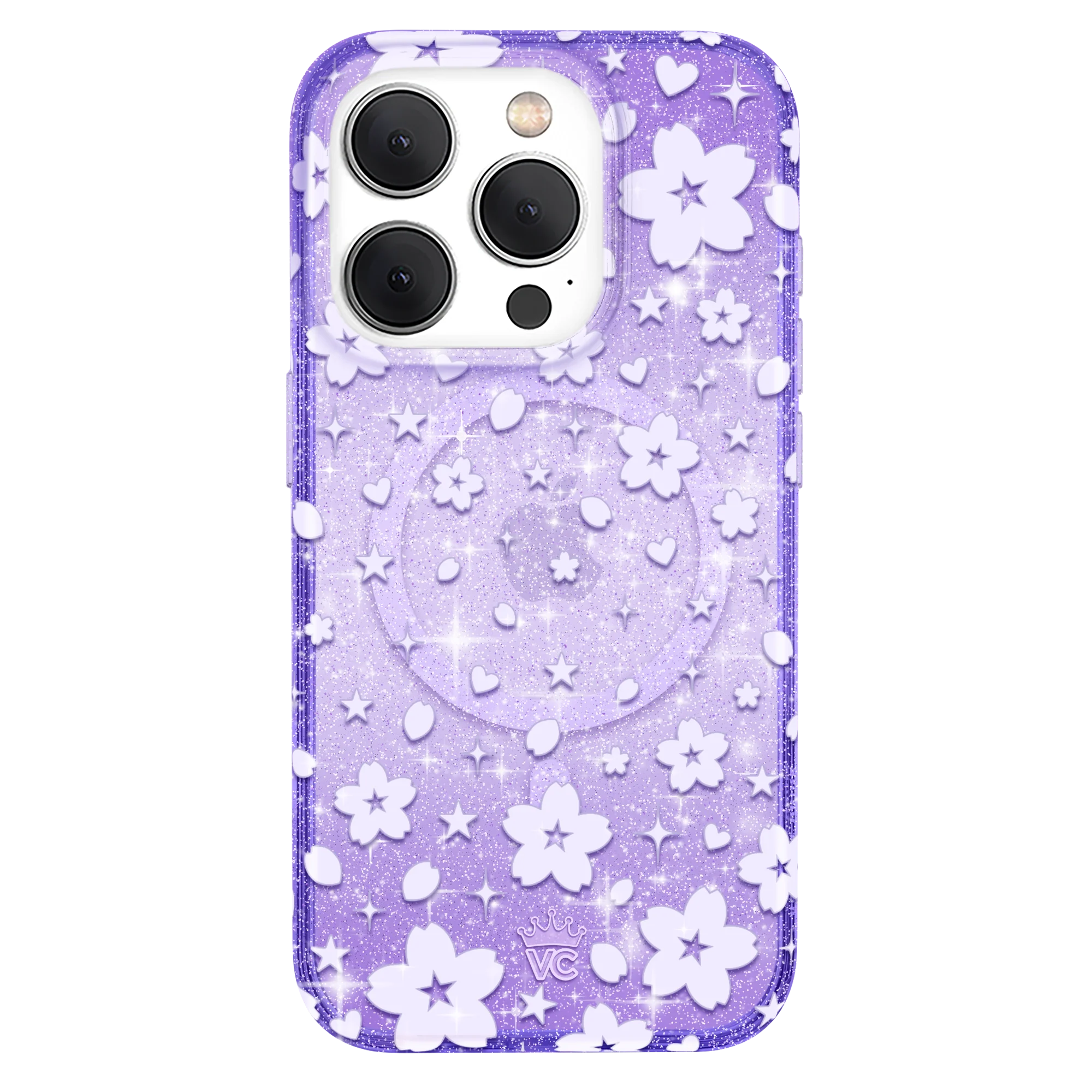 Lavender Cherry Blossom Glitter iPhone Case - Image 31