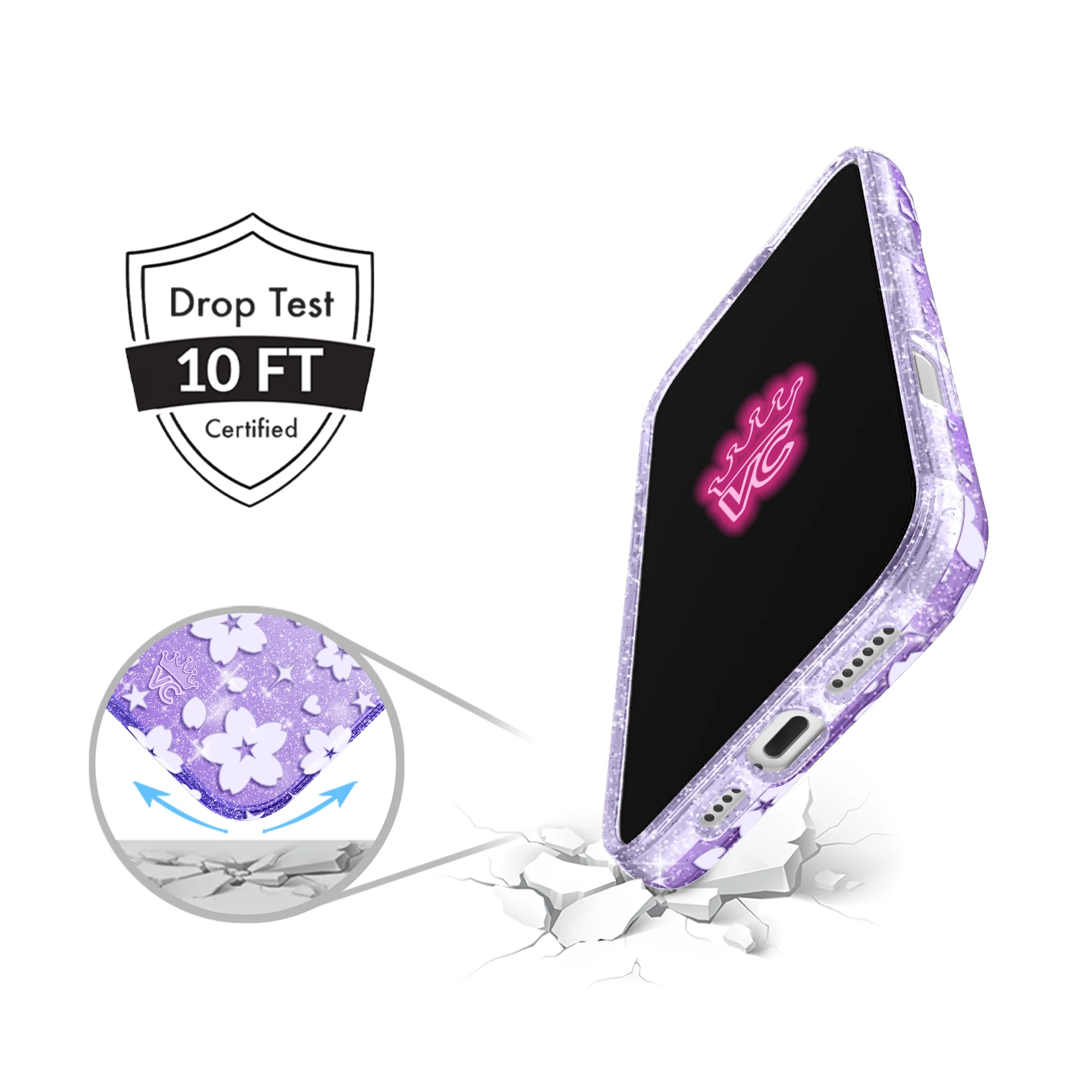 Lavender Cherry Blossom Glitter iPhone Case - Image 42