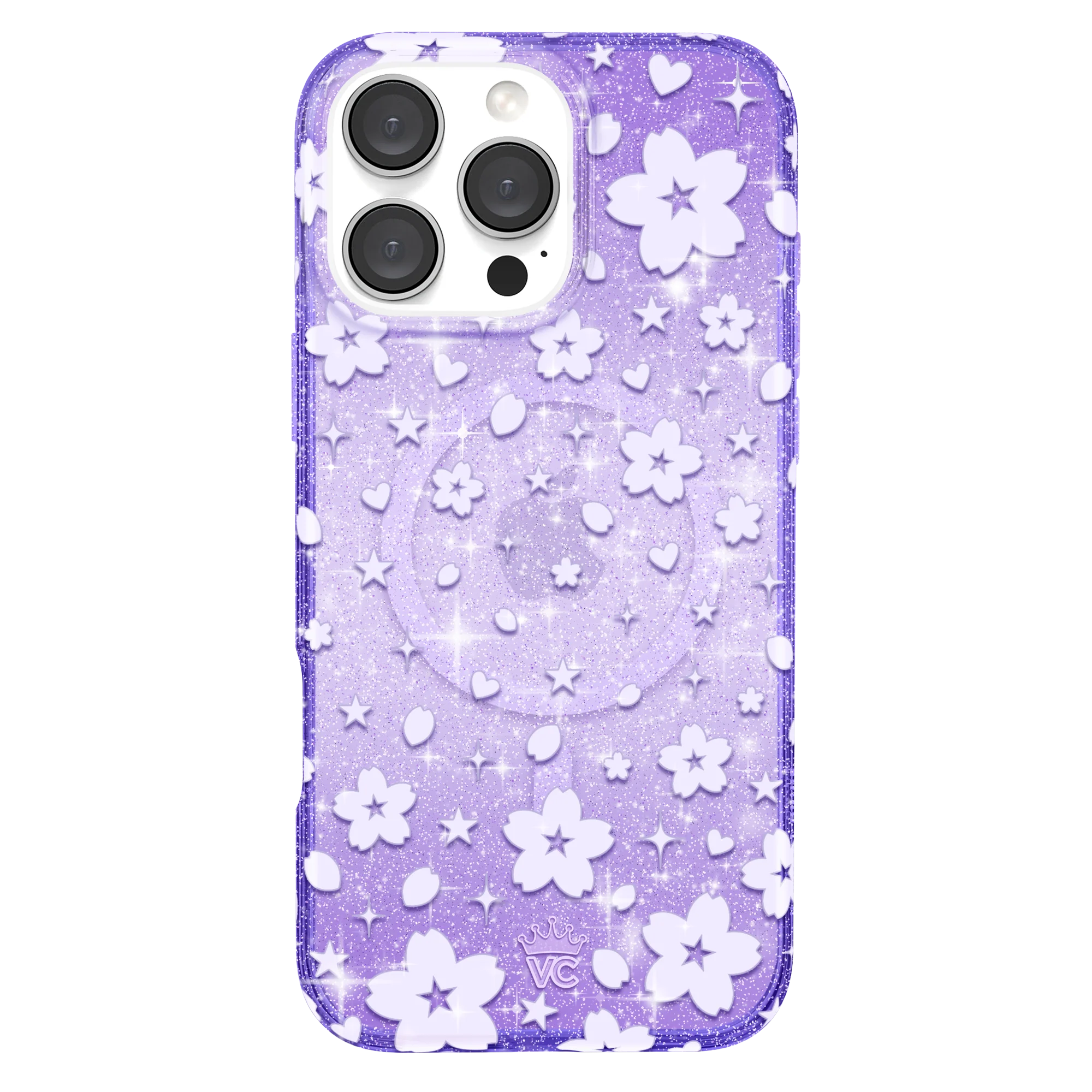 Lavender Cherry Blossom Glitter iPhone Case - Image 46