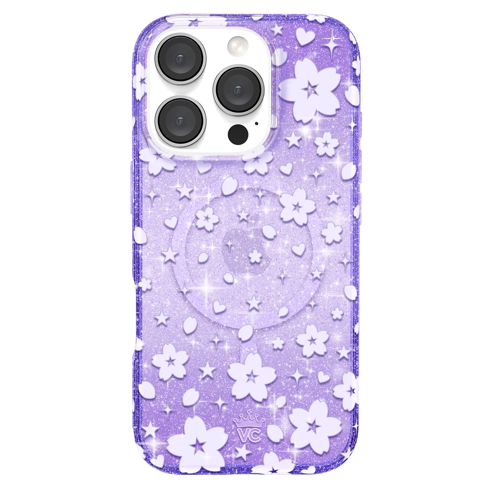 Lavender Cherry Blossom Glitter iPhone Case - Image 51