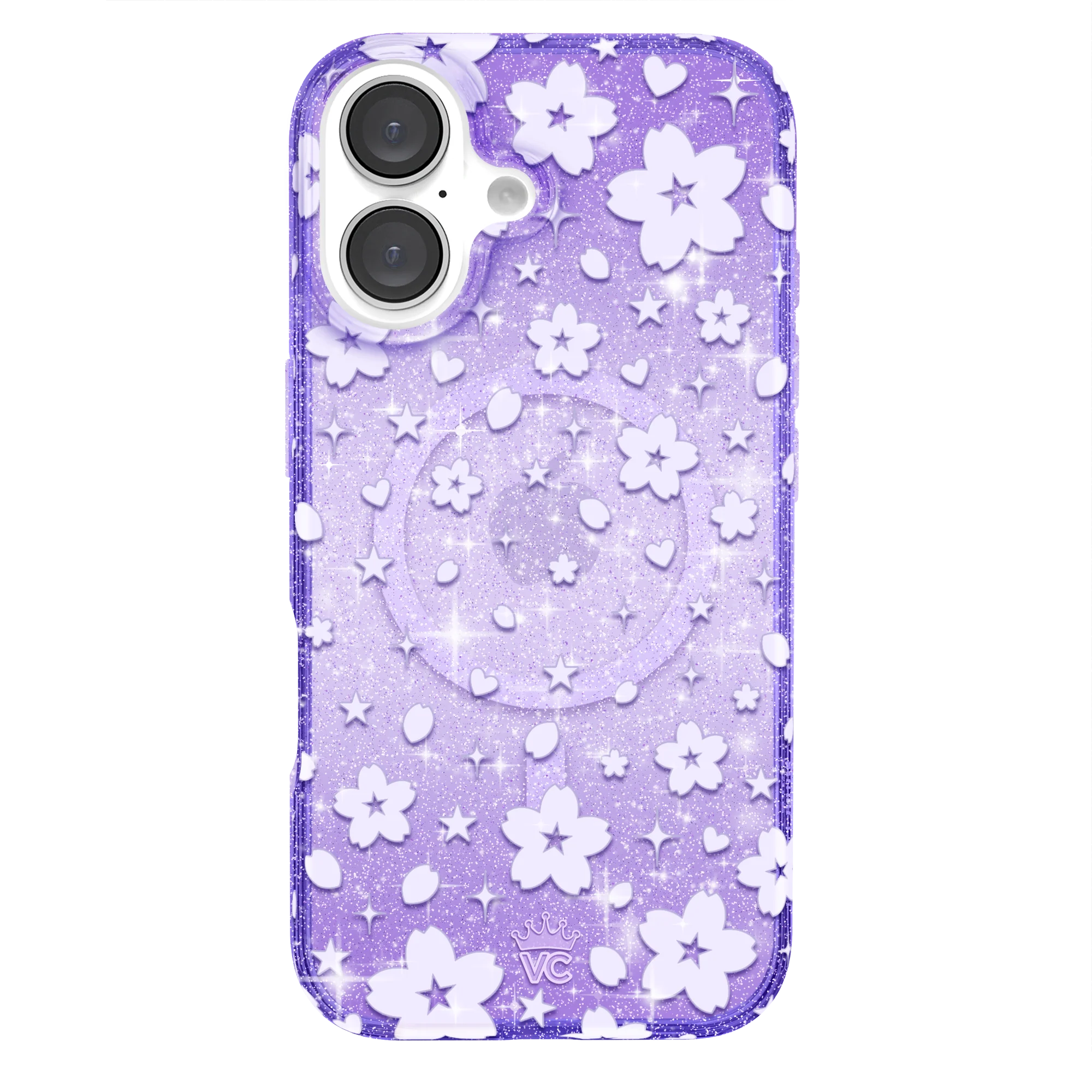 Lavender Cherry Blossom Glitter iPhone Case - Image 56