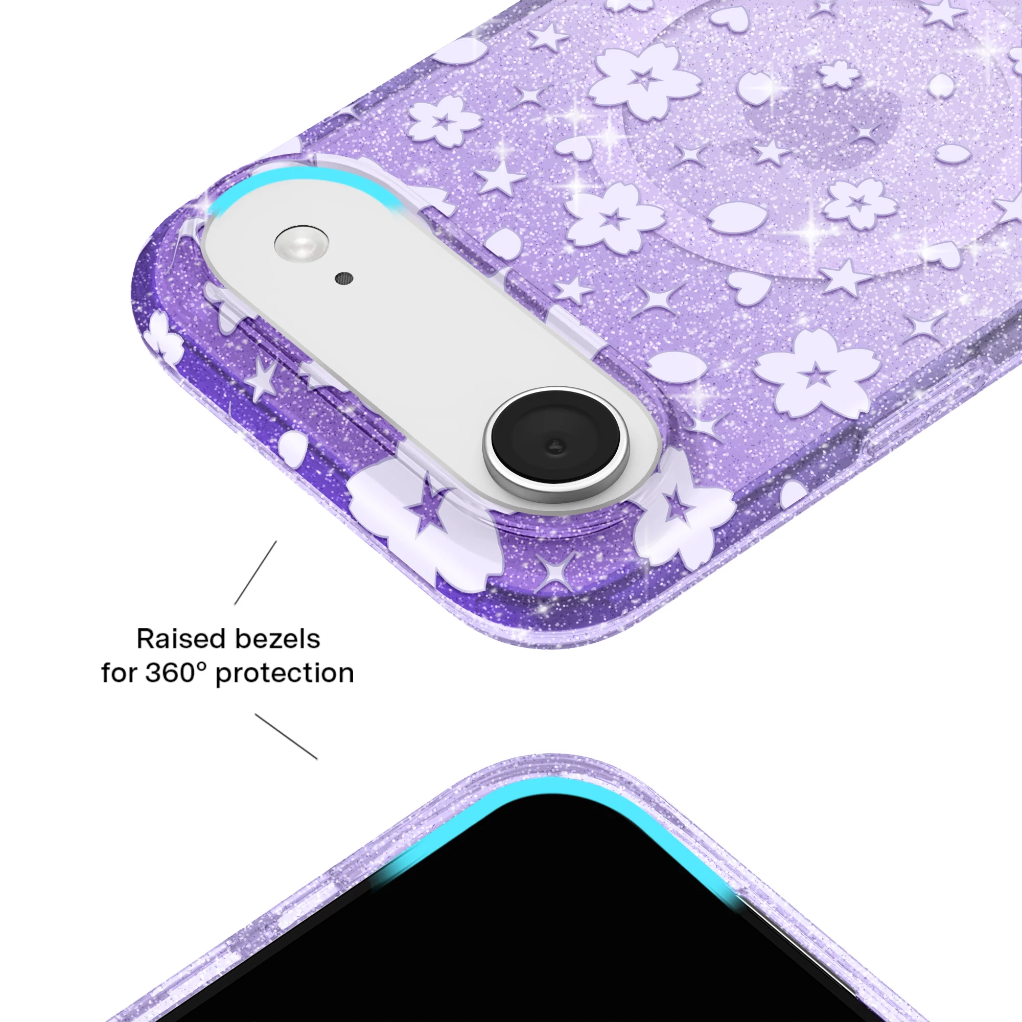 Lavender Cherry Blossom Glitter iPhone Case - Image 63