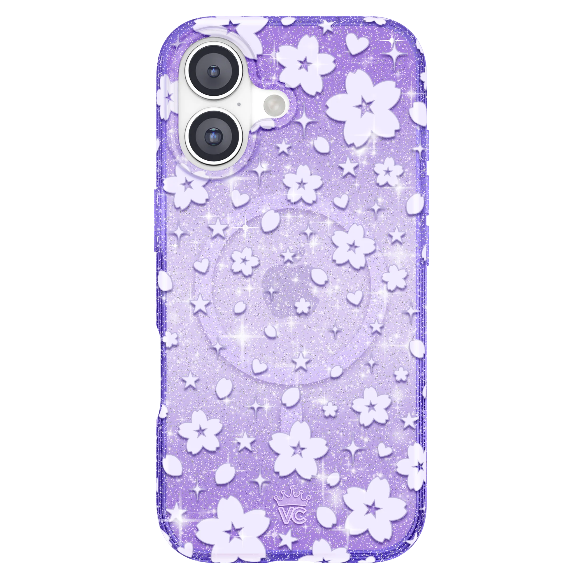 Lavender Cherry Blossom Glitter iPhone Case - Image 76