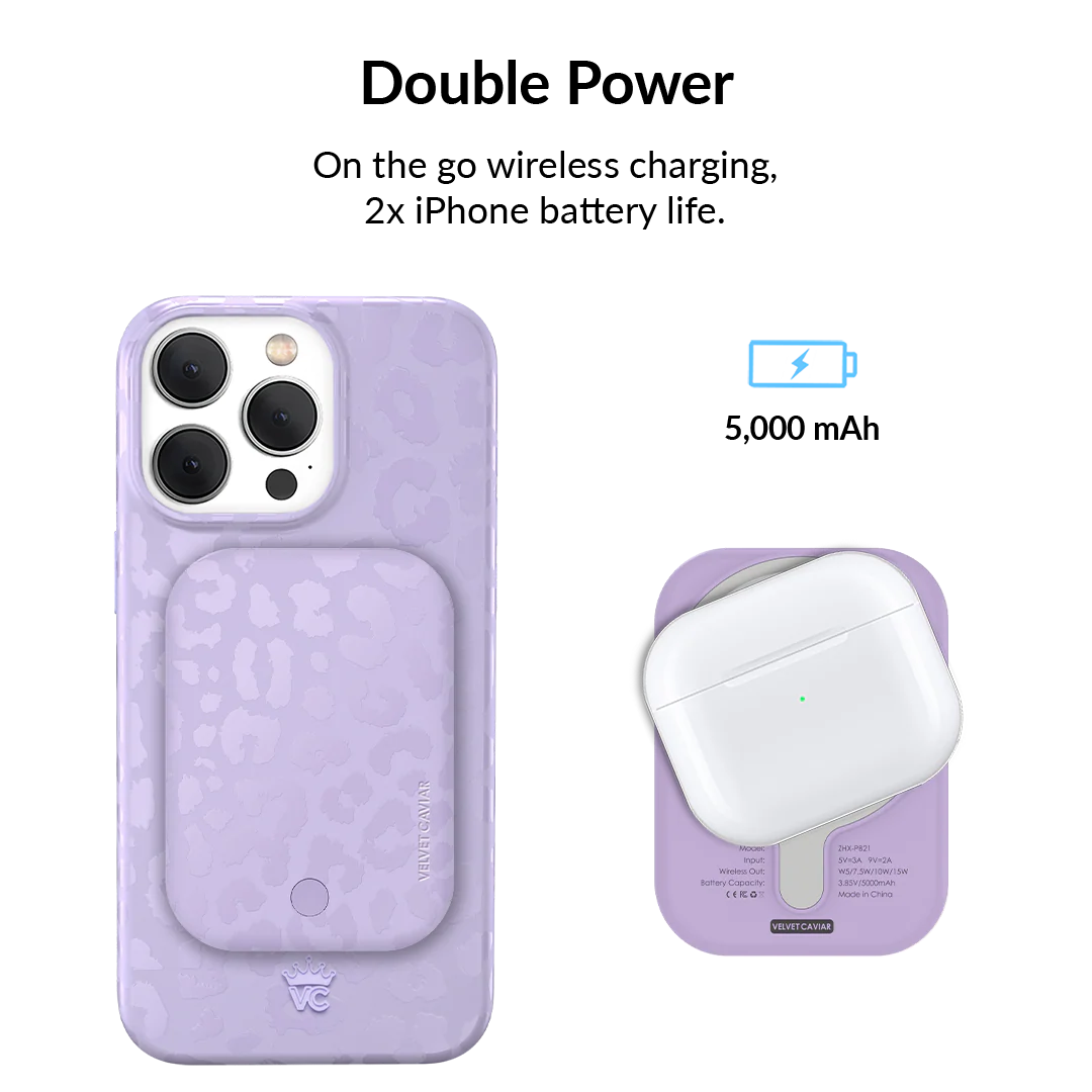 Lilac Leopard MagSafe Battery Power Pack - Image 3