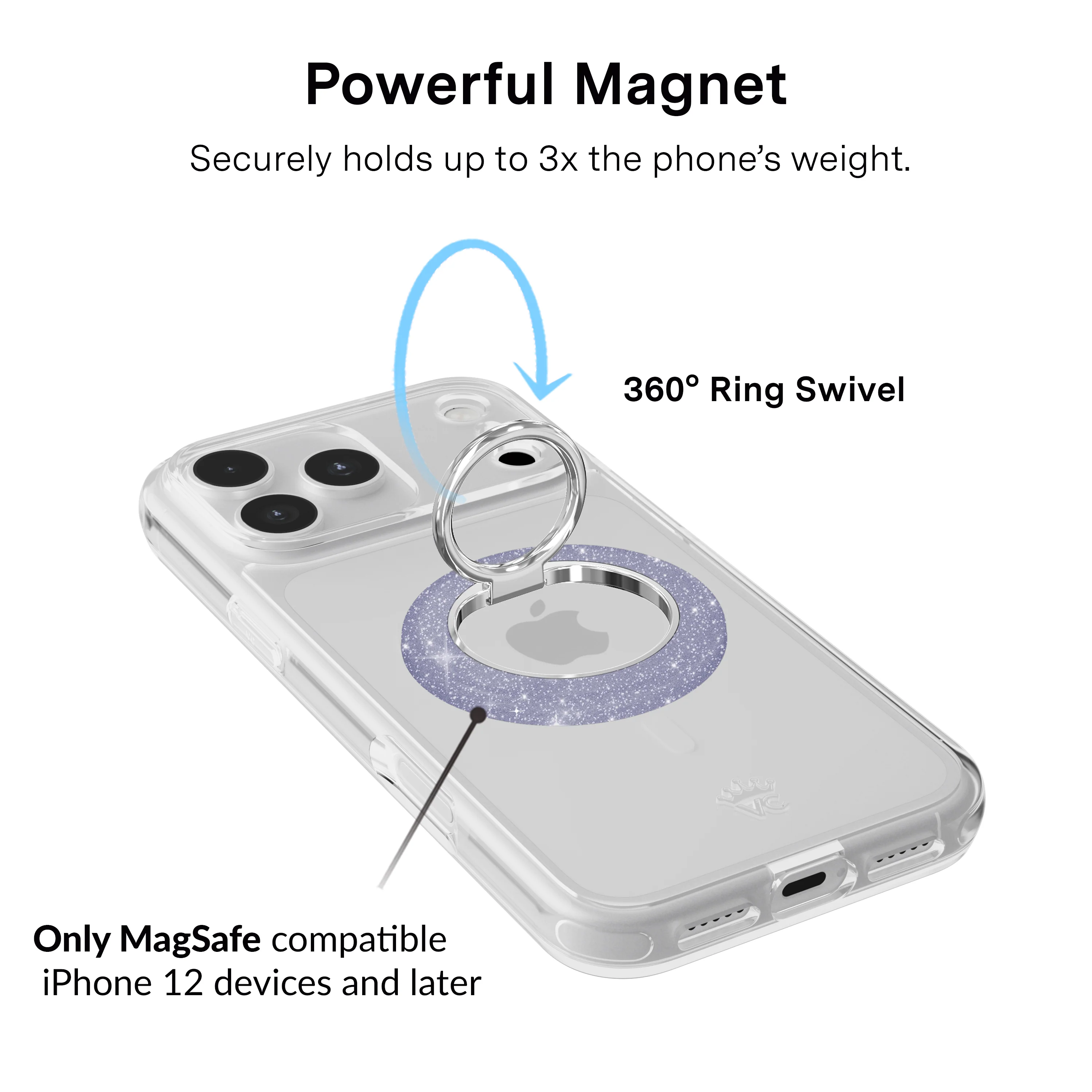 Lilac Stardust Glitter MagSafe Grip Ring - Image 2