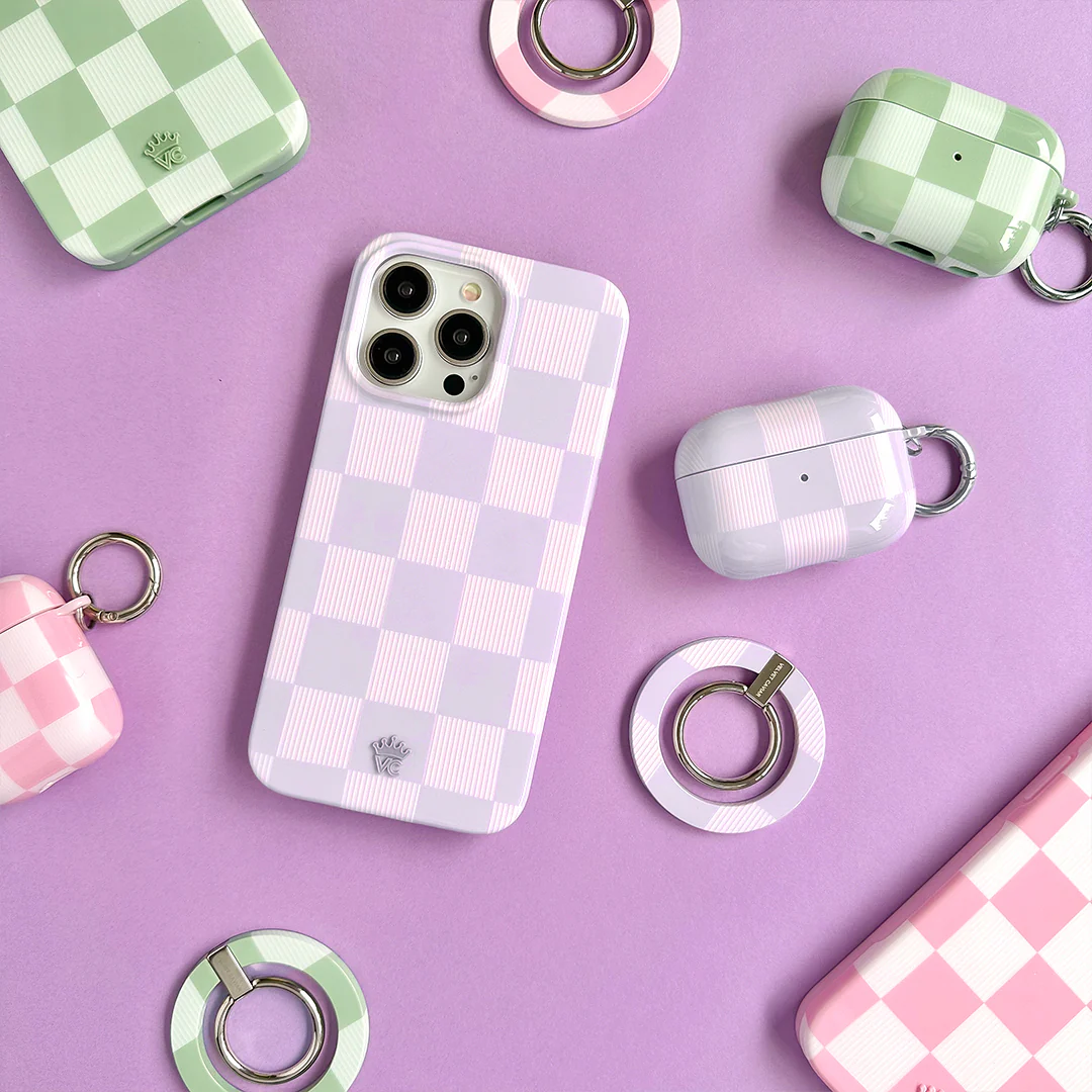 Lilac Vibe Checkered AirPod Case - Image 12