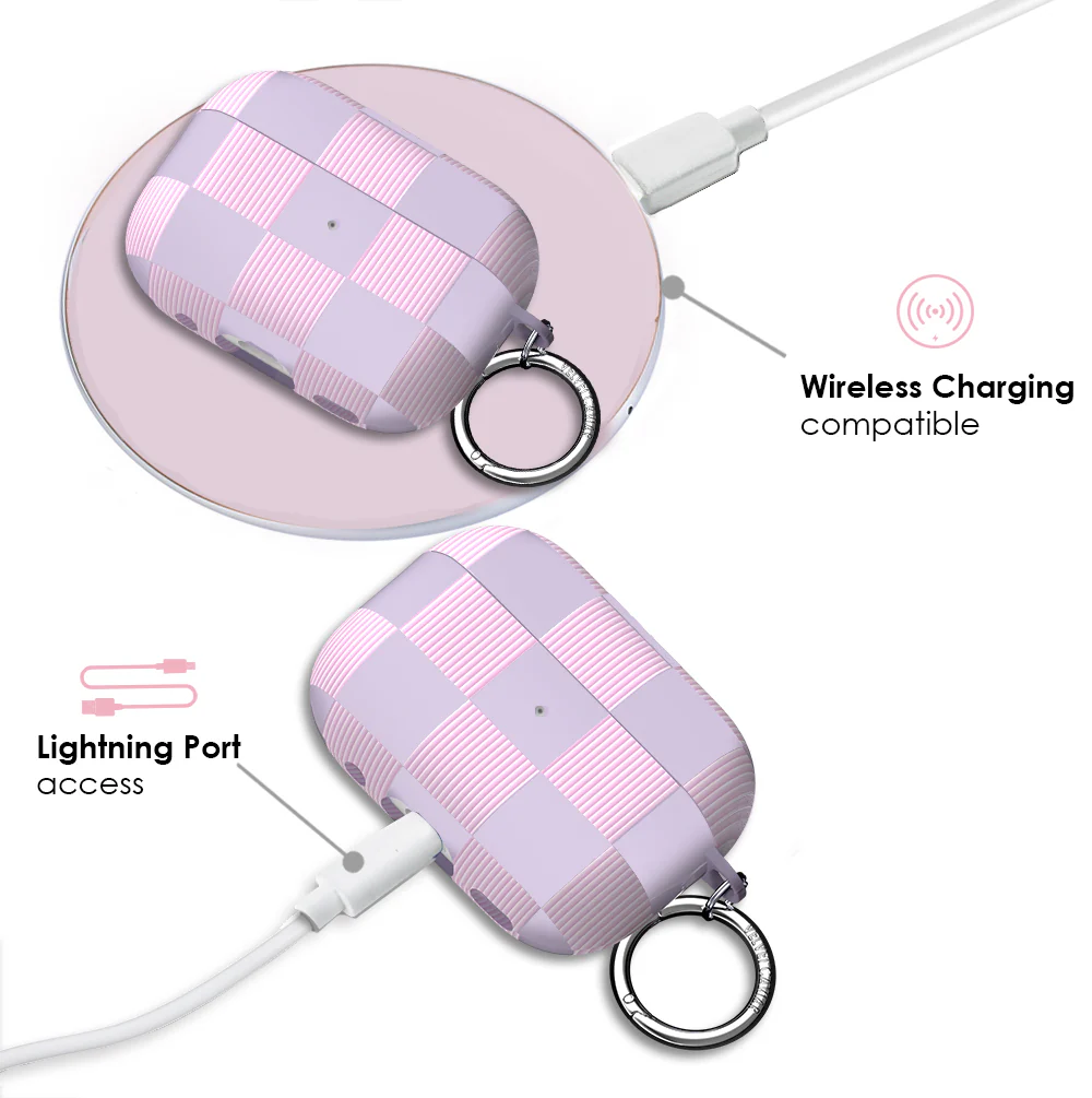 Lilac Vibe Checkered AirPod Case - Image 14