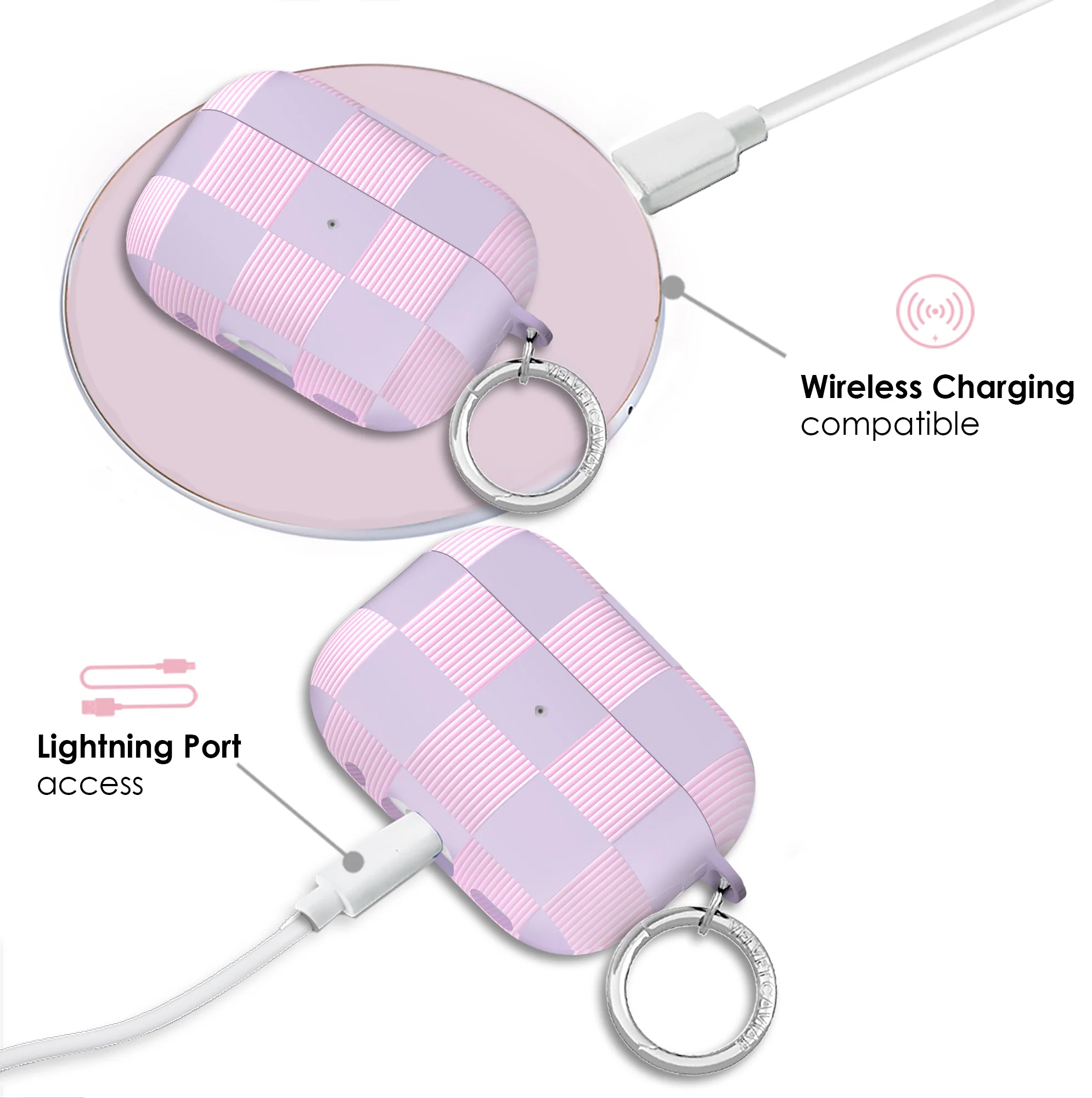 Lilac Vibe Checkered AirPod Case - Image 23