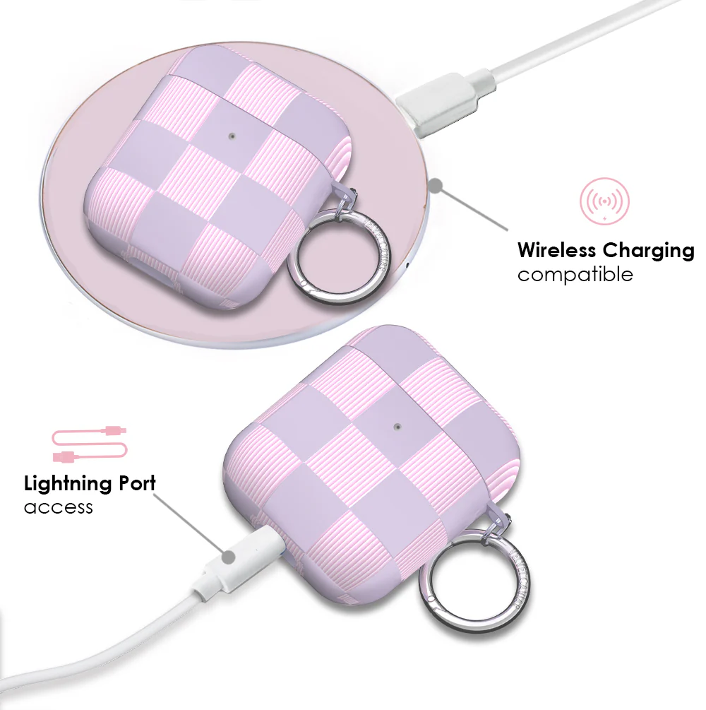 Lilac Vibe Checkered AirPod Case - Image 4