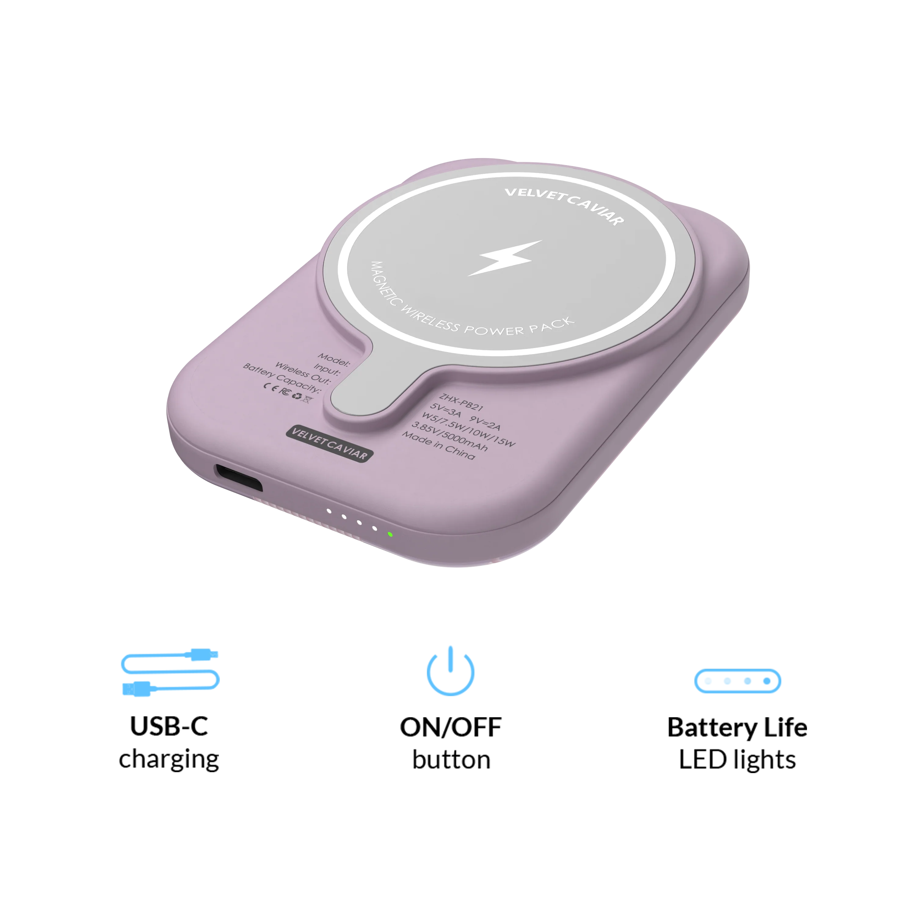 Lilac Vibe Checkered MagSafe Battery Power Pack - Image 6