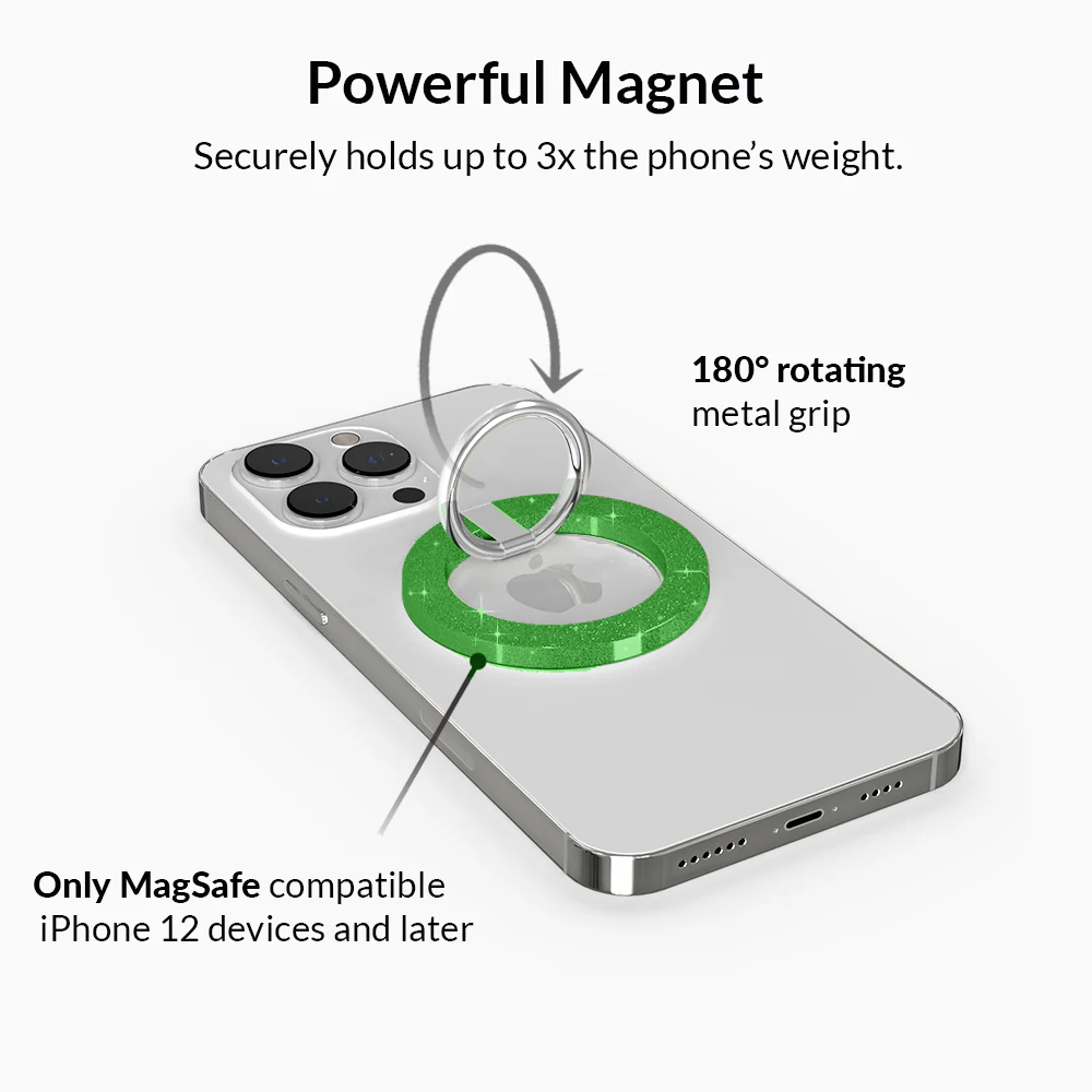 Lime Stardust Glitter MagSafe Grip Ring - Image 3