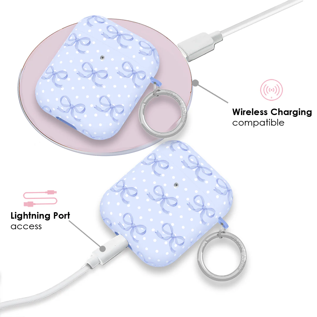Lovely Blue Bows AirPod Case - Image 4