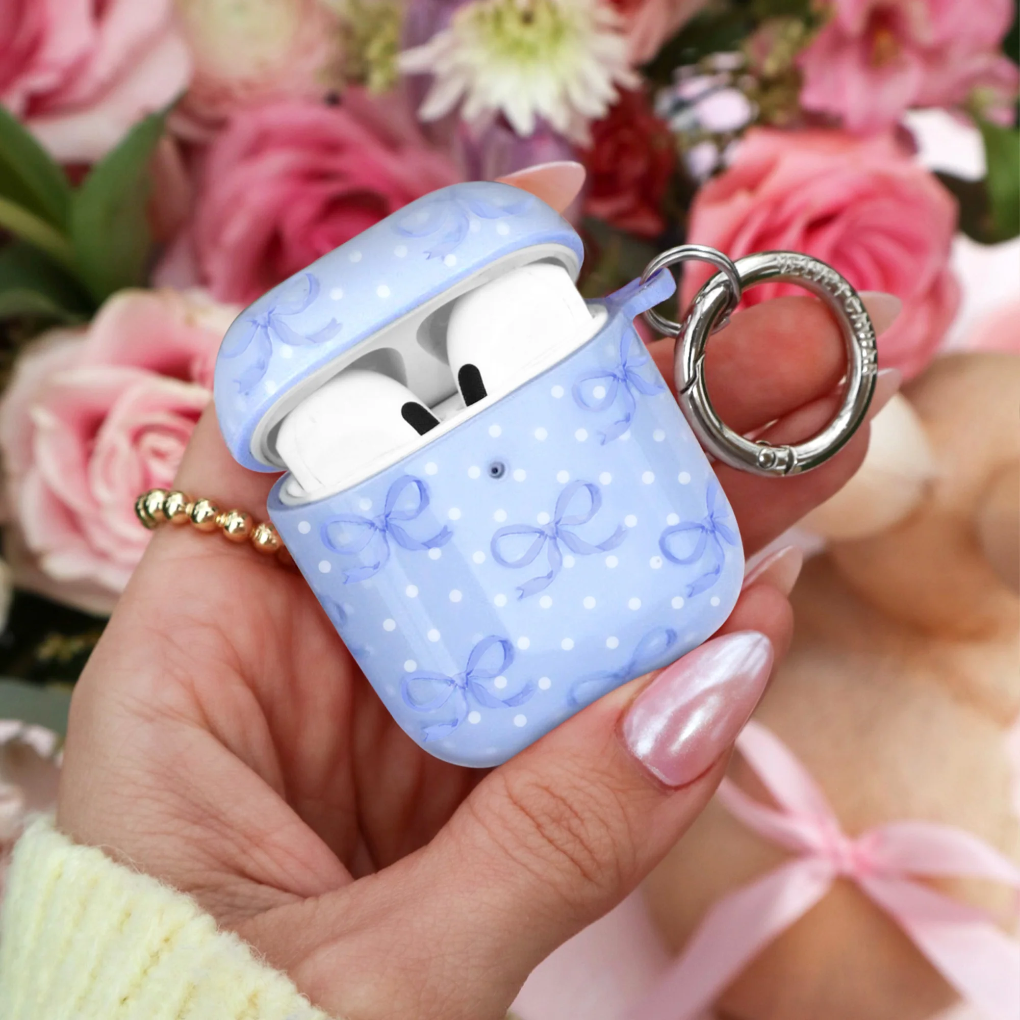 Lovely Blue Bows AirPod Case - Image 7