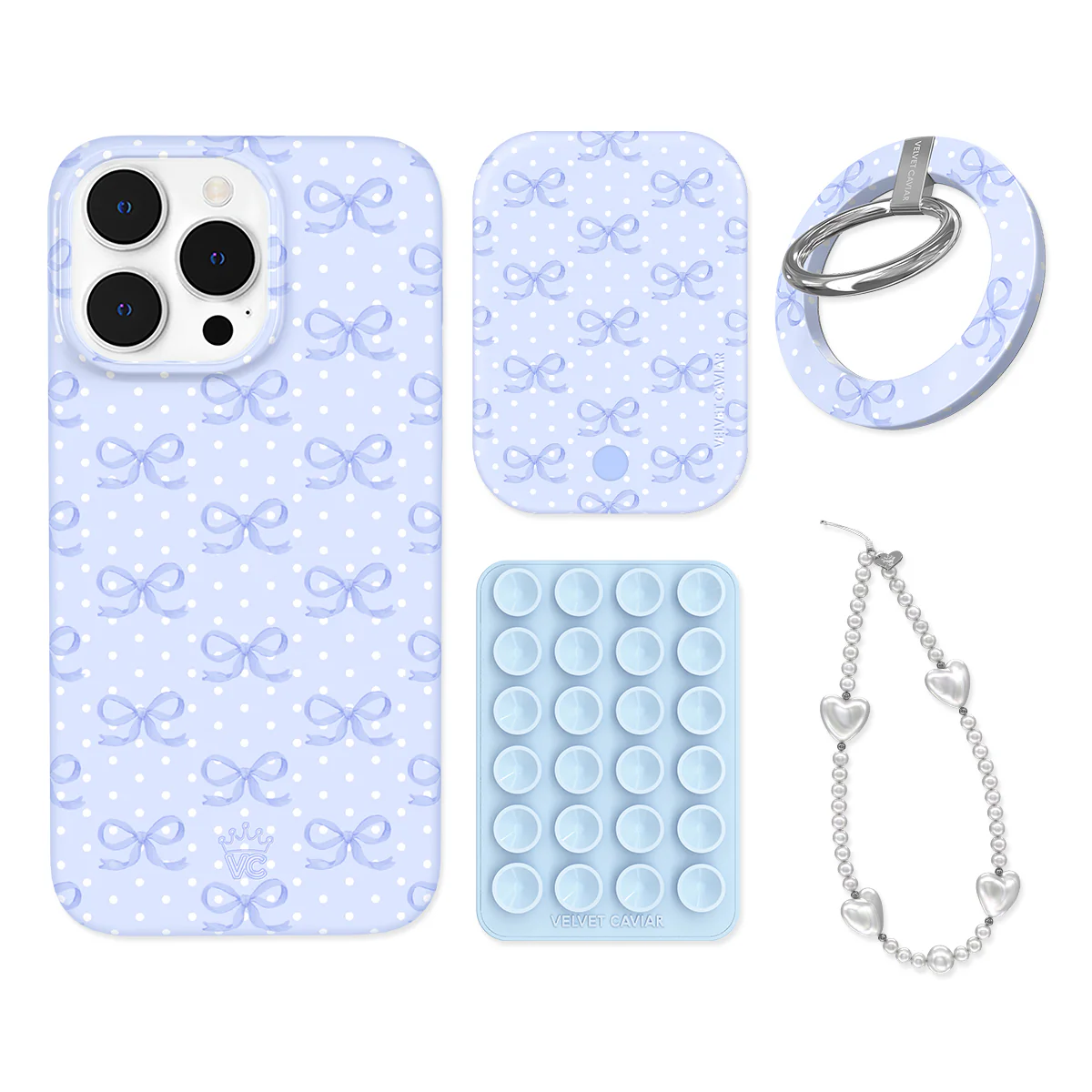 Lovely Blue Bows iPhone Bundle Set - Grip - Image 10