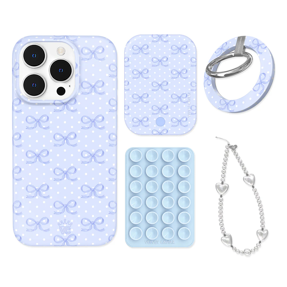 Lovely Blue Bows iPhone Bundle Set - Grip - Image 11