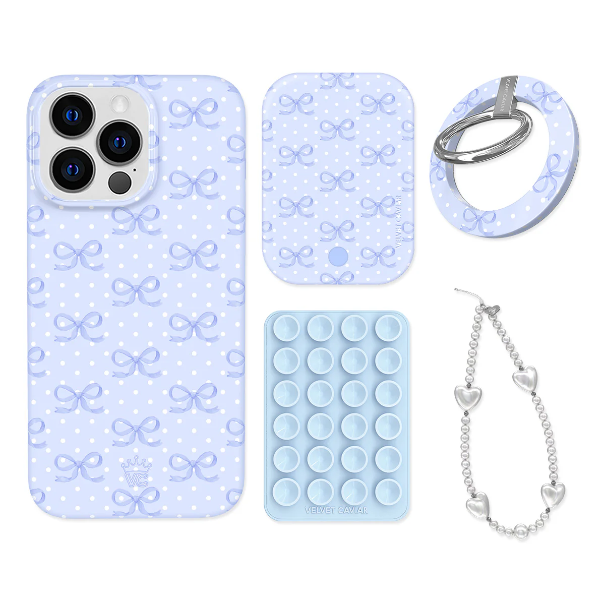 Lovely Blue Bows iPhone Bundle Set - Grip - Image 13