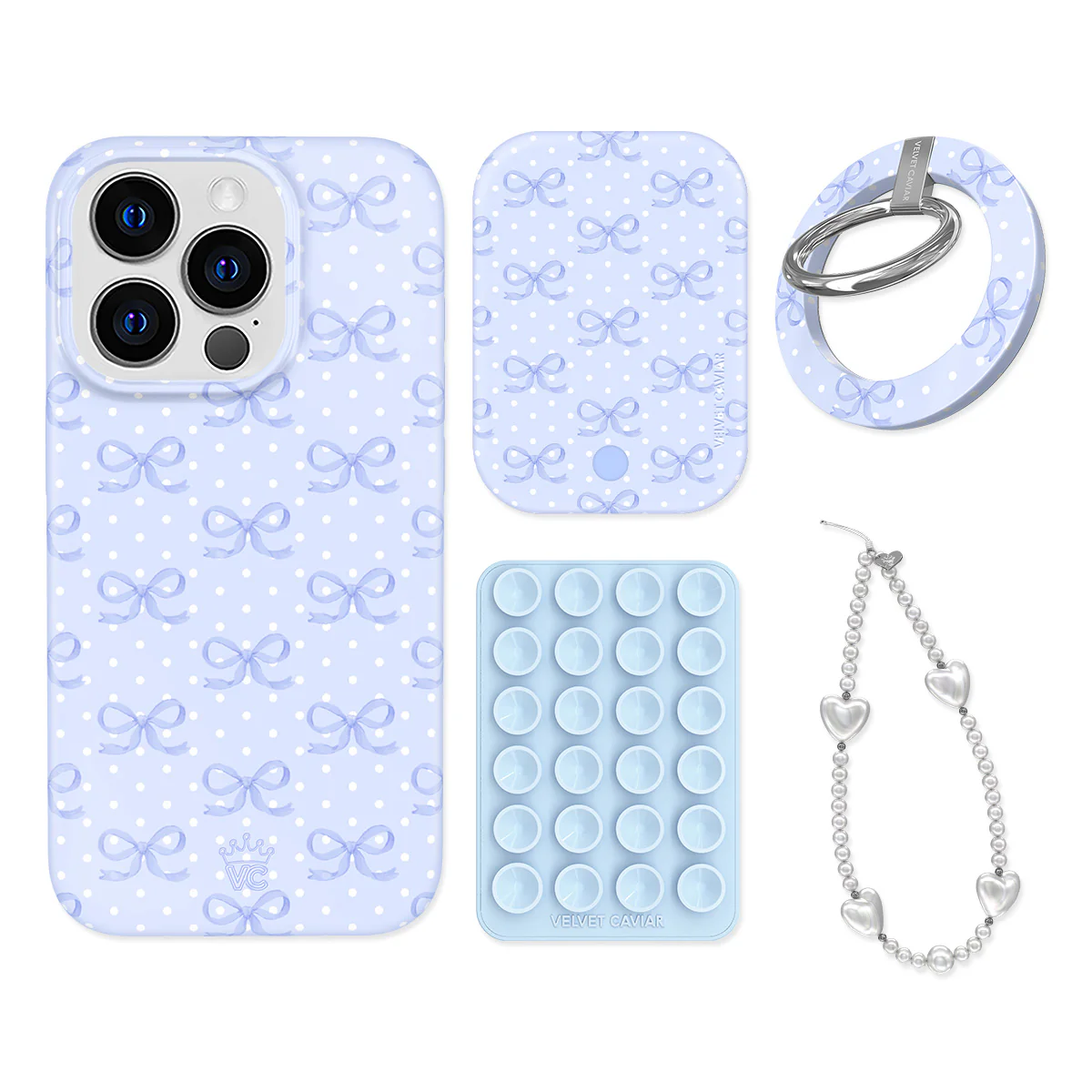 Lovely Blue Bows iPhone Bundle Set - Grip - Image 14