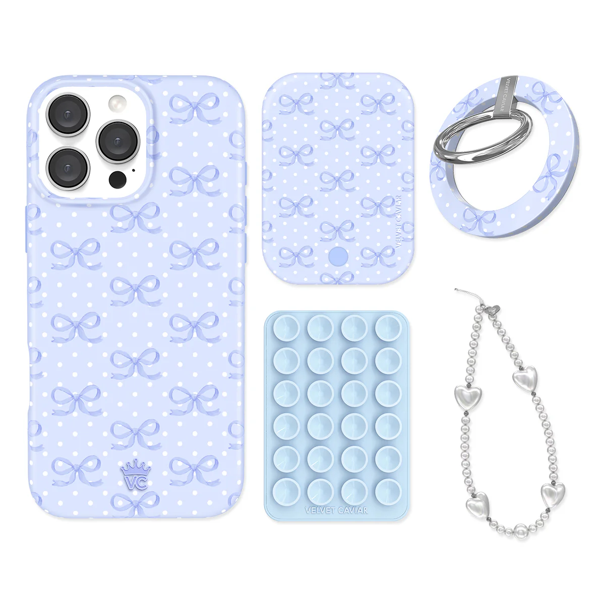 Lovely Blue Bows iPhone Bundle Set - Grip - Image 2