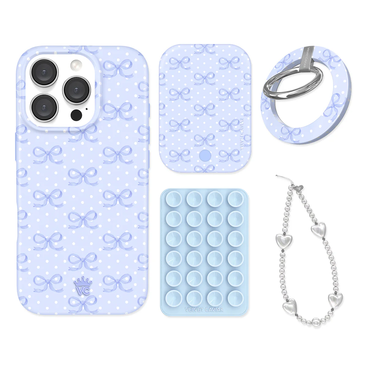 Lovely Blue Bows iPhone Bundle Set - Grip - Image 3