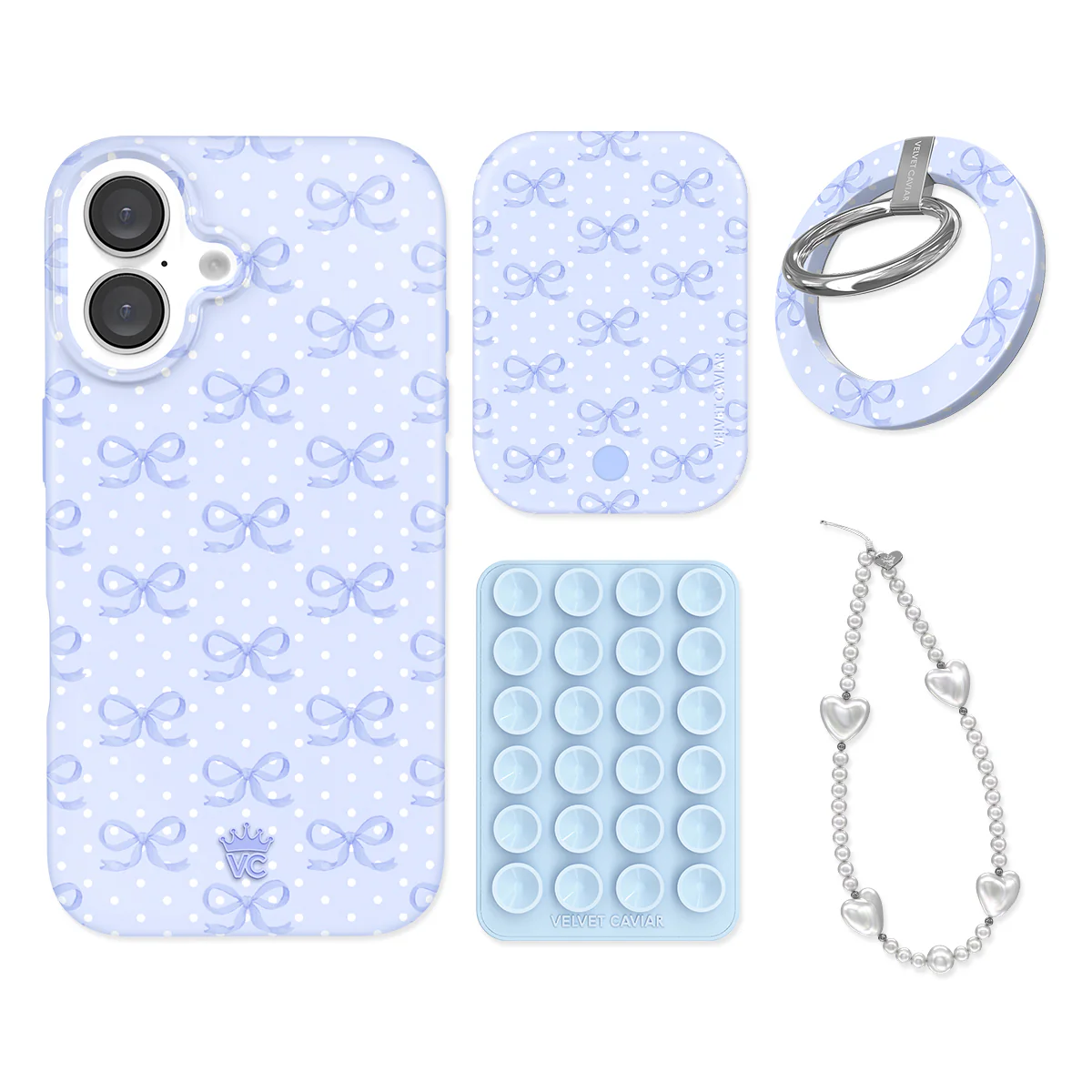 Lovely Blue Bows iPhone Bundle Set - Grip - Image 4