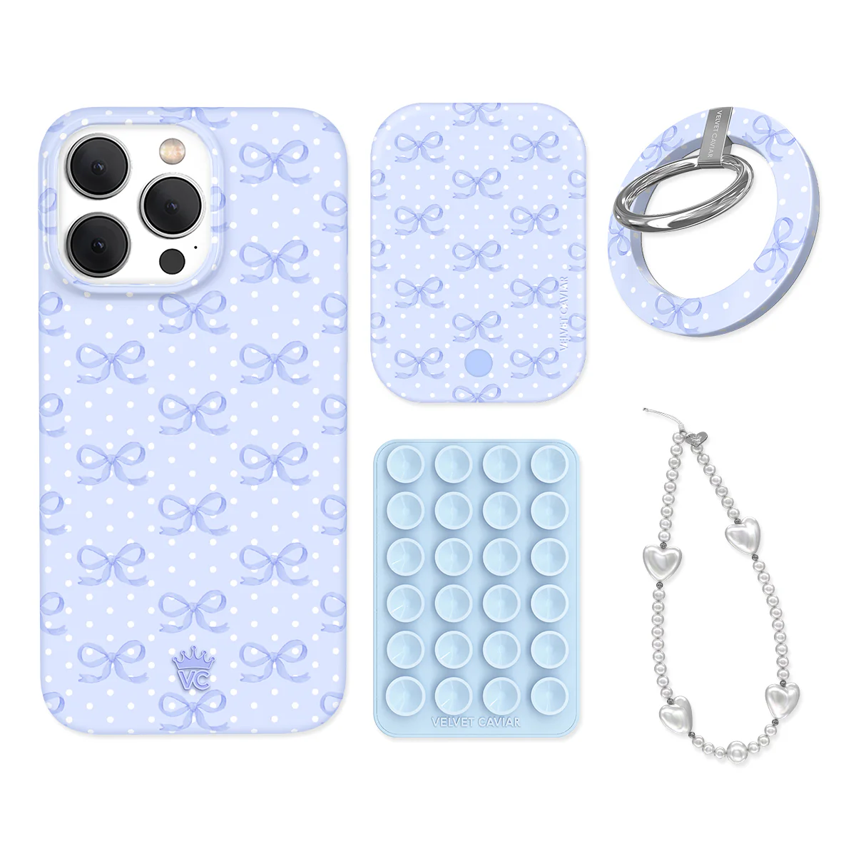 Lovely Blue Bows iPhone Bundle Set - Grip - Image 6