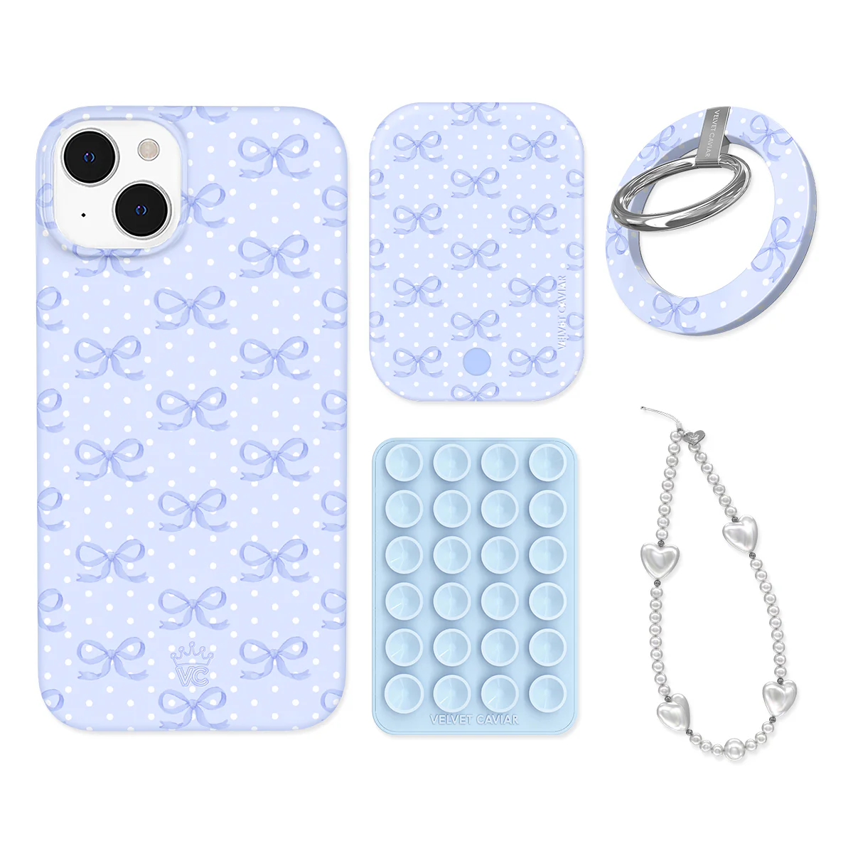 Lovely Blue Bows iPhone Bundle Set - Grip - Image 9