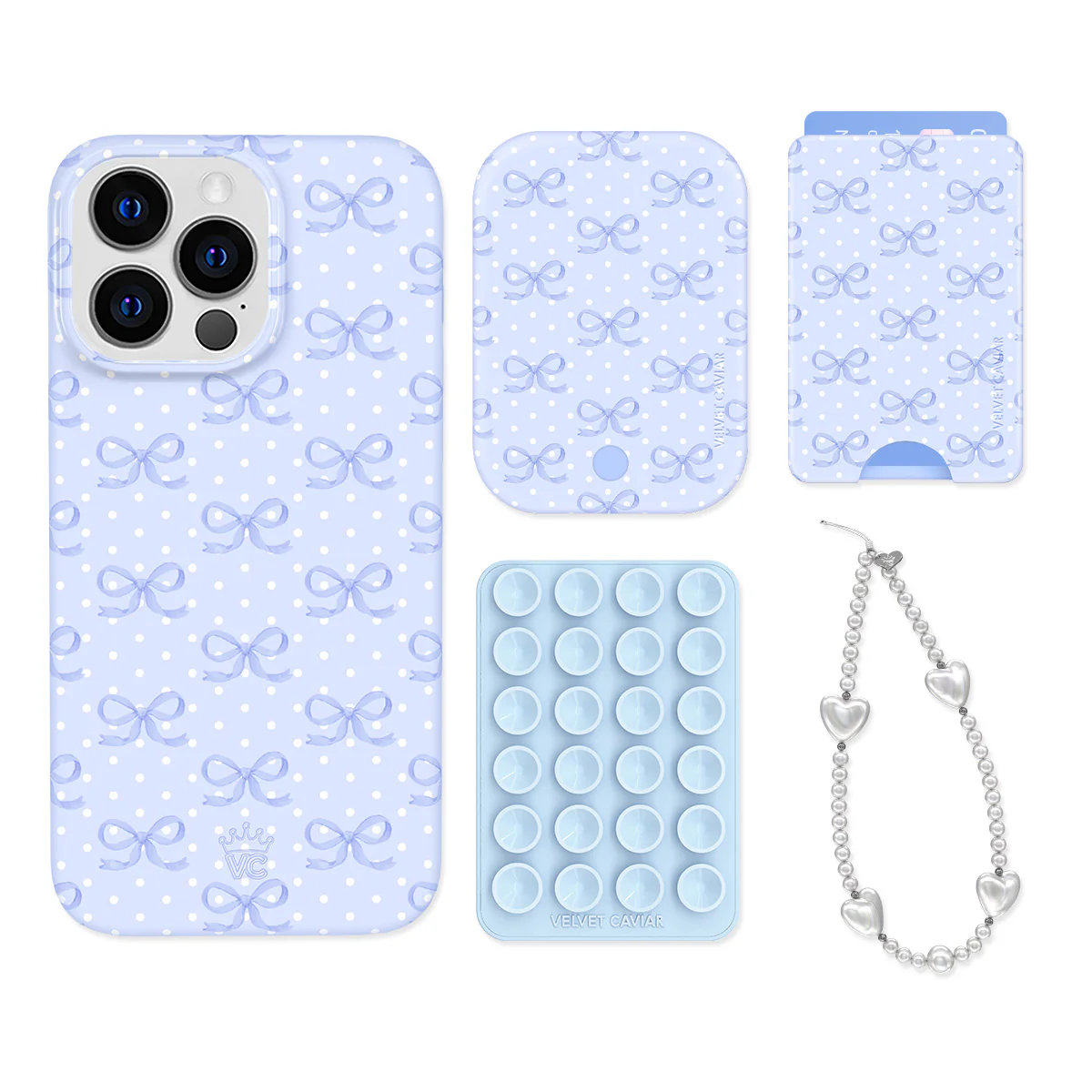 Lovely Blue Bows iPhone Bundle Set - Wallet - Image 13