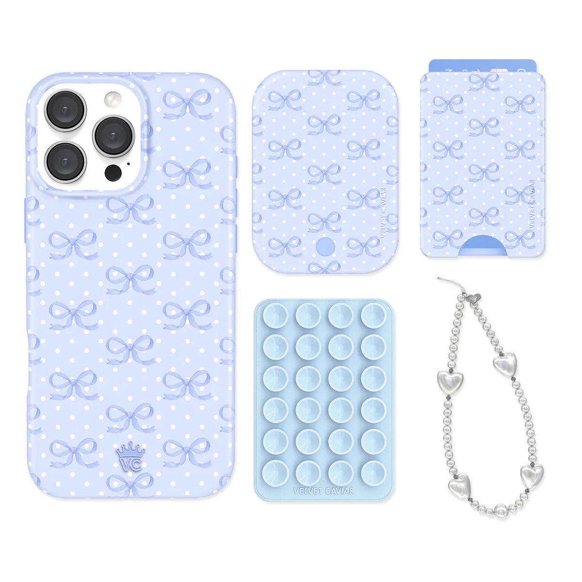 Lovely Blue Bows iPhone Bundle Set - Wallet - Image 2