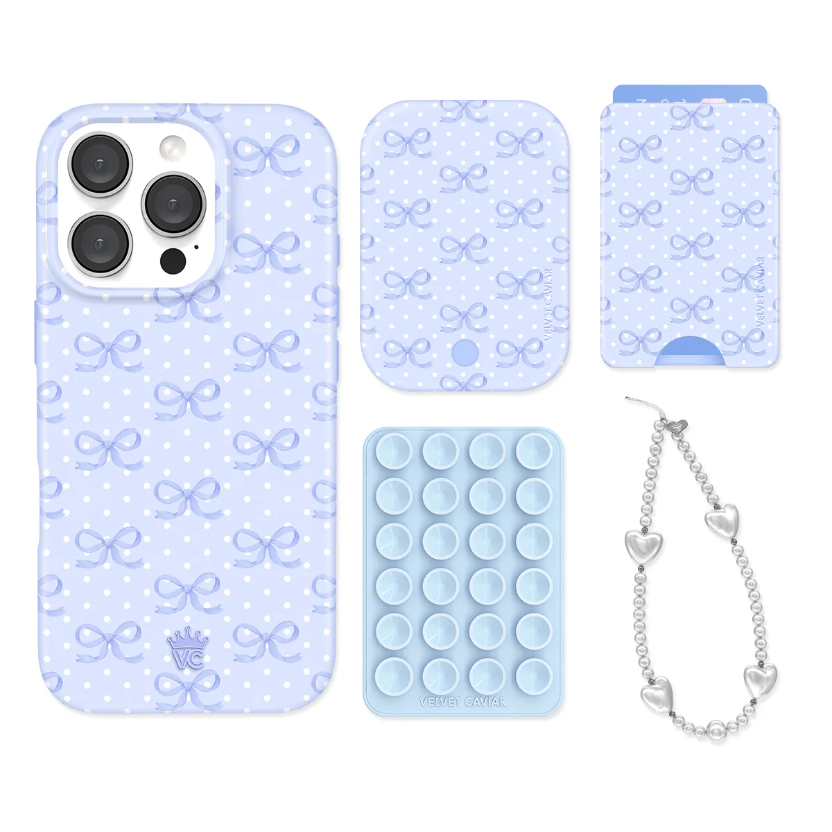 Lovely Blue Bows iPhone Bundle Set - Wallet - Image 3
