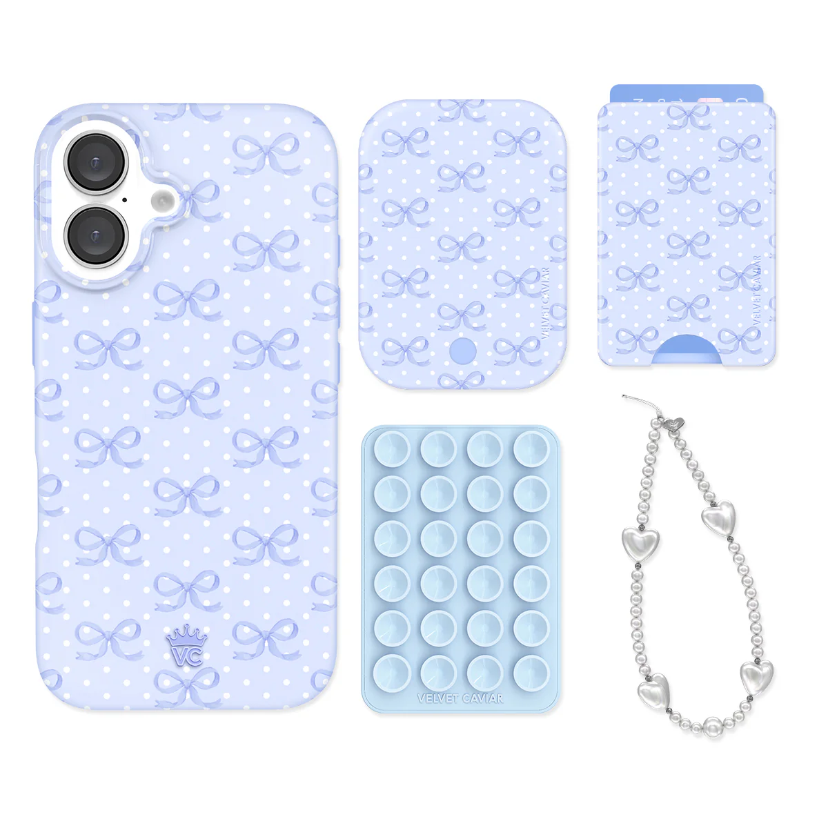 Lovely Blue Bows iPhone Bundle Set - Wallet - Image 4