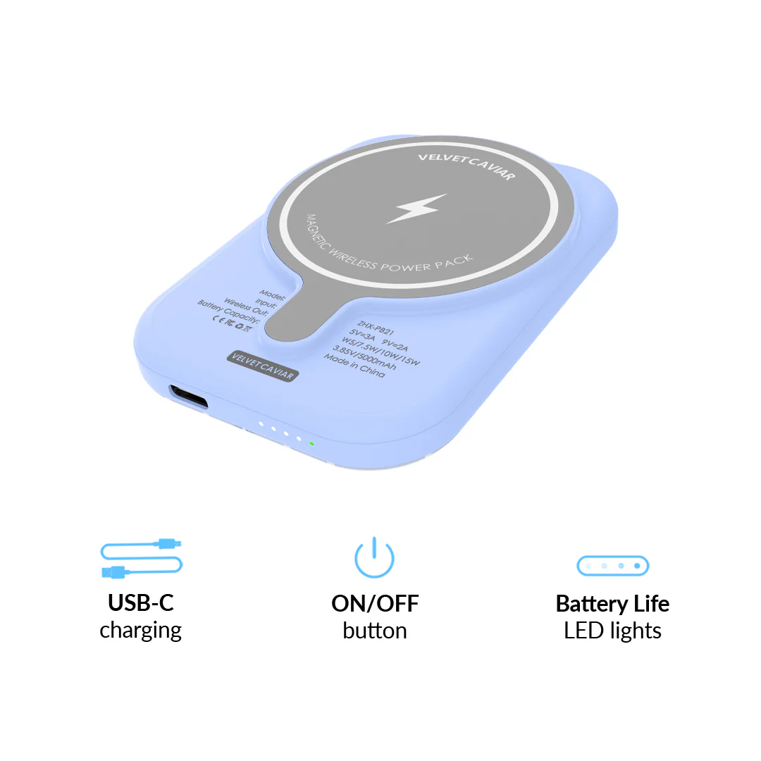 Lovely Blue Bows MagSafe Battery Power Pack - Image 6