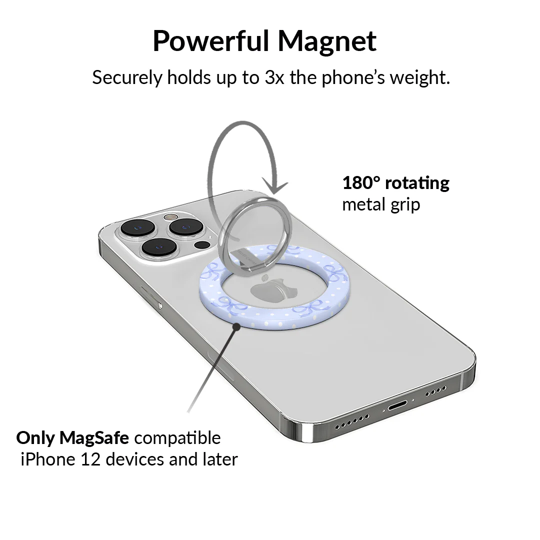 Lovely Blue Bows MagSafe Grip Ring - Image 3