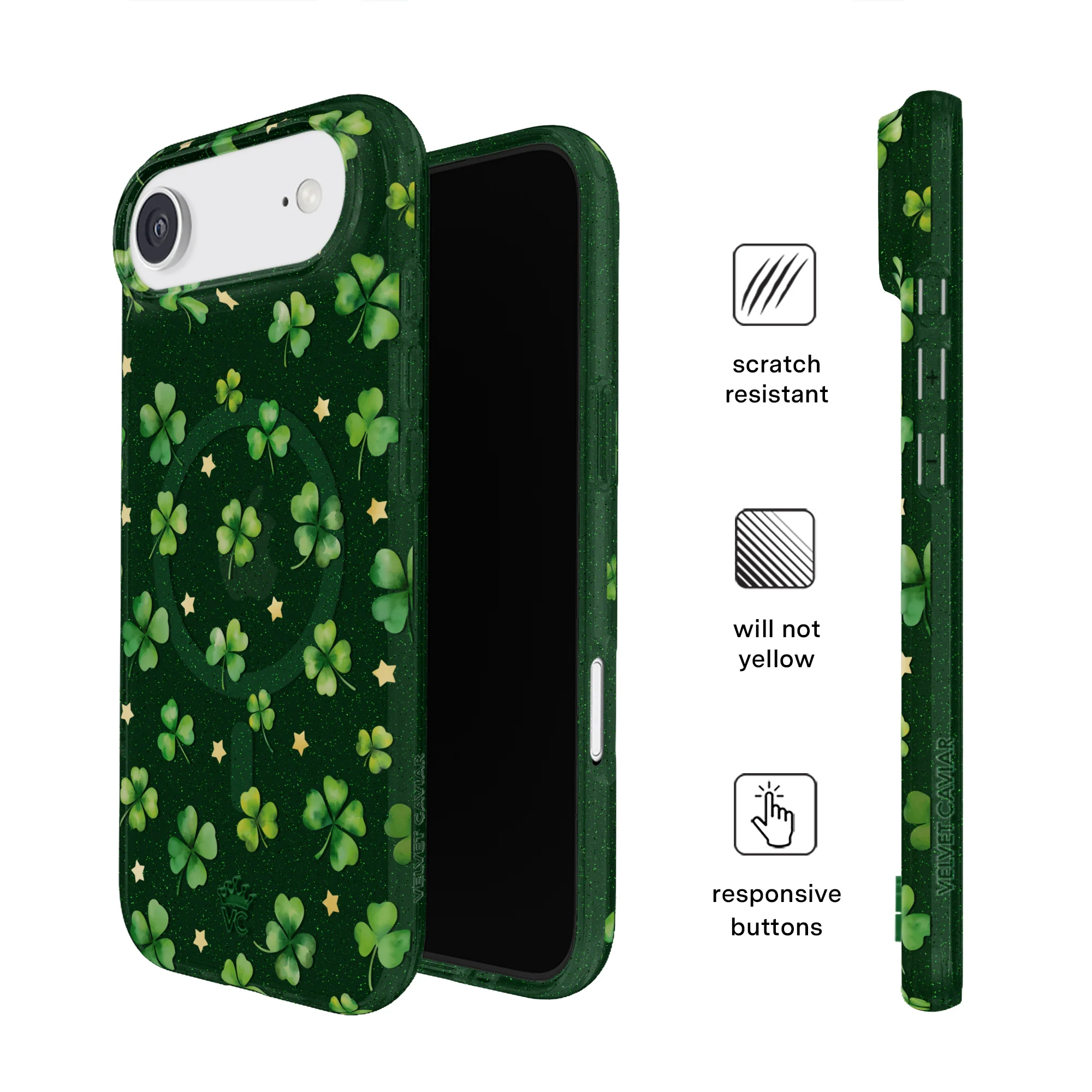 Lucky Clover Glitter iPhone Case - Image 5