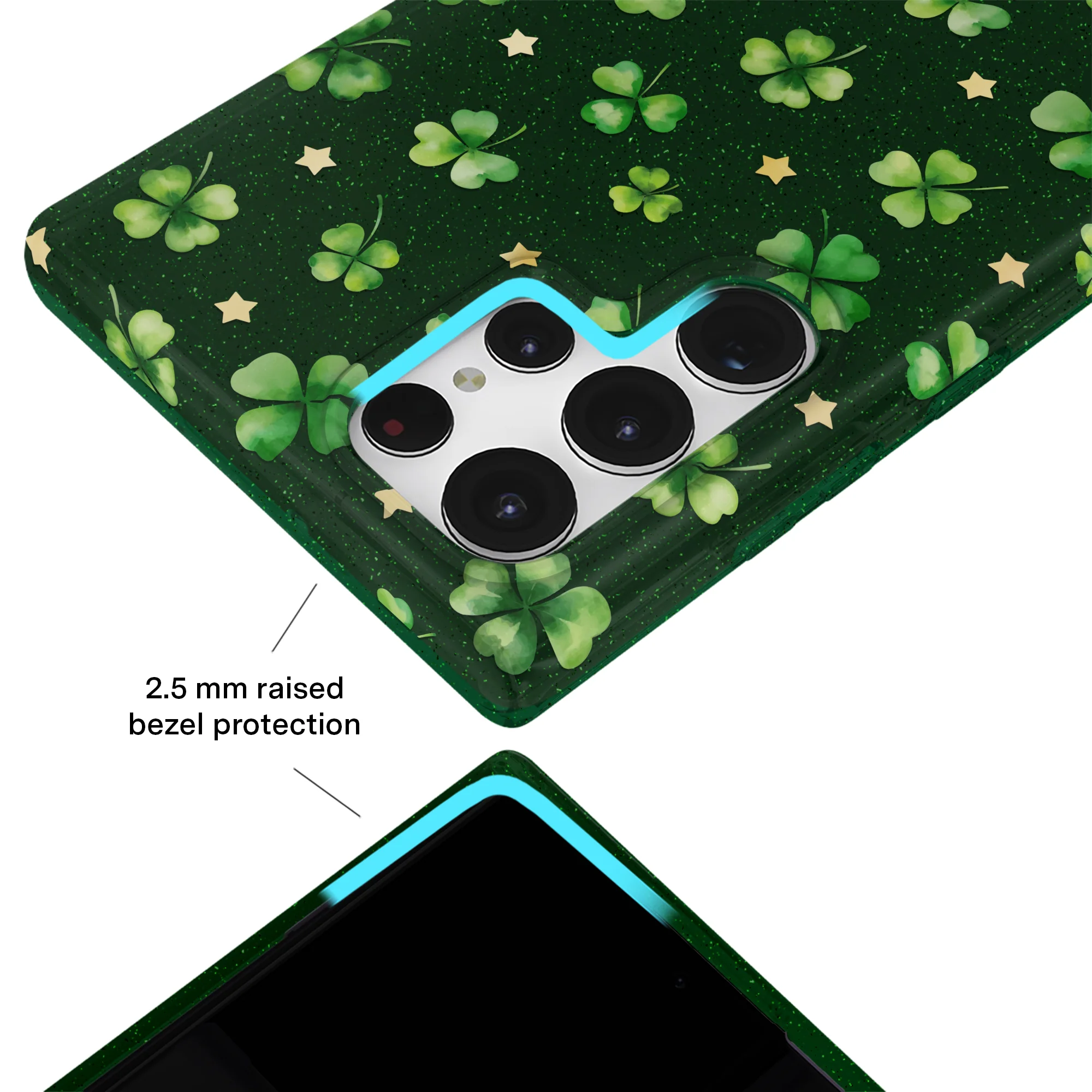 Lucky Clover Glitter Samsung Case - Image 43