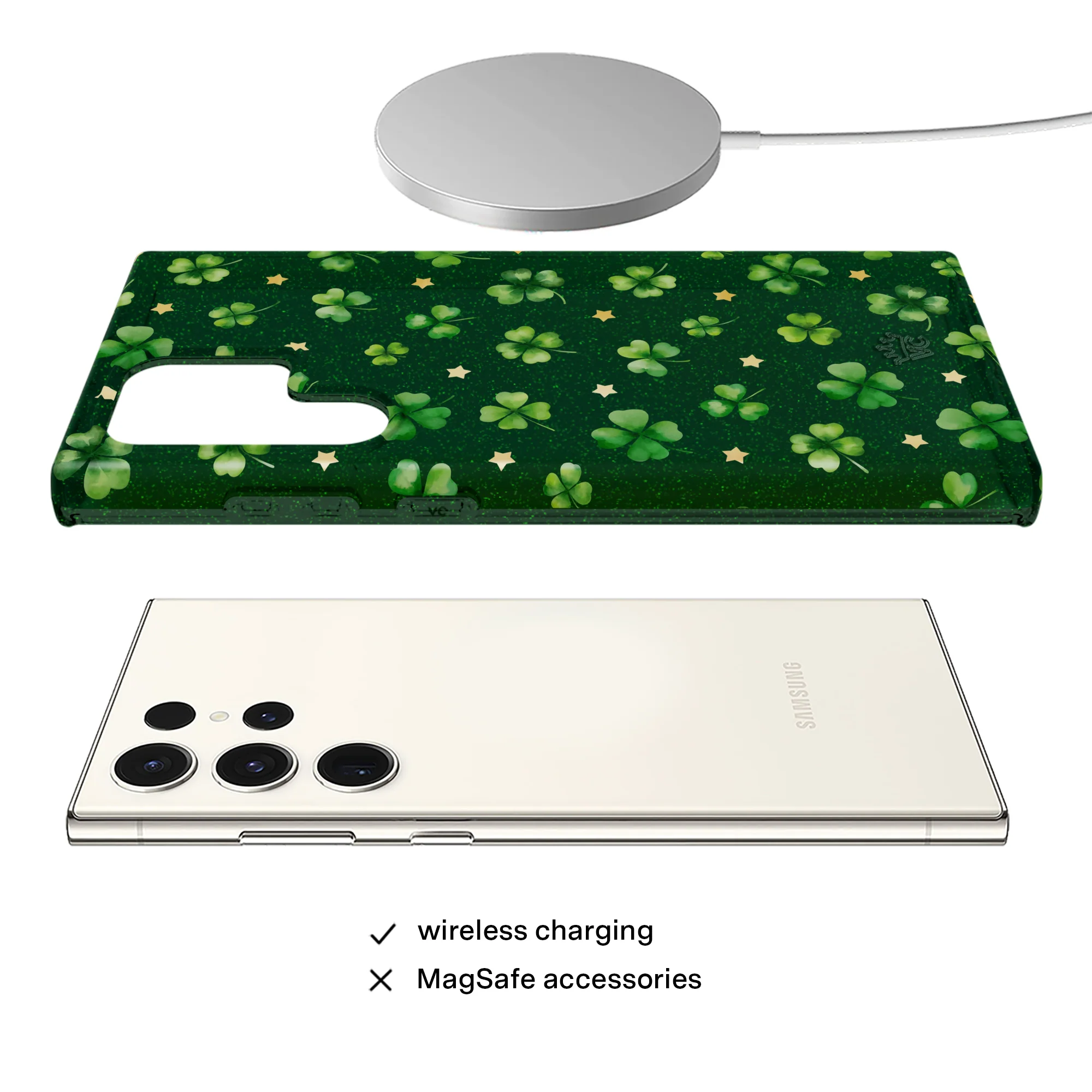 Lucky Clover Glitter Samsung Case - Image 44