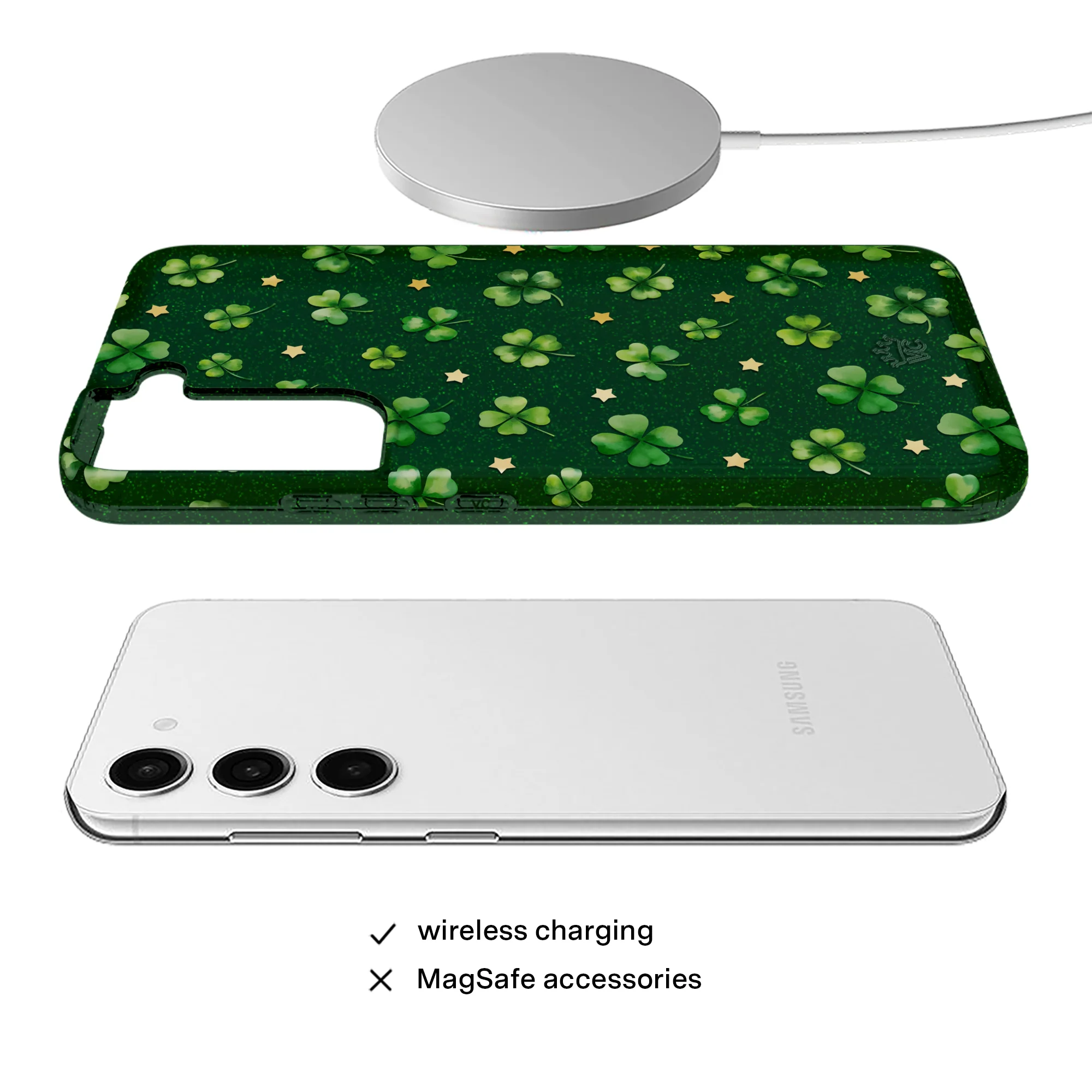Lucky Clover Glitter Samsung Case - Image 49