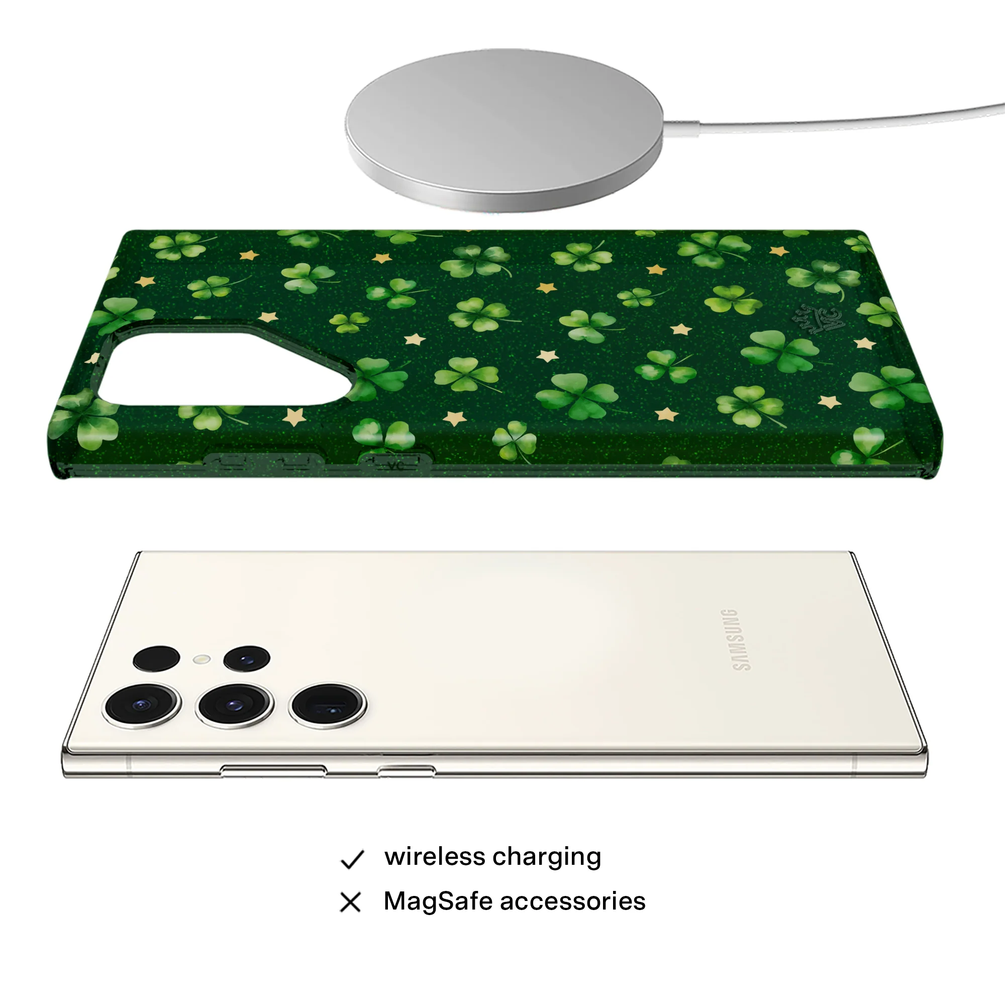 Lucky Clover Glitter Samsung Case - Image 59