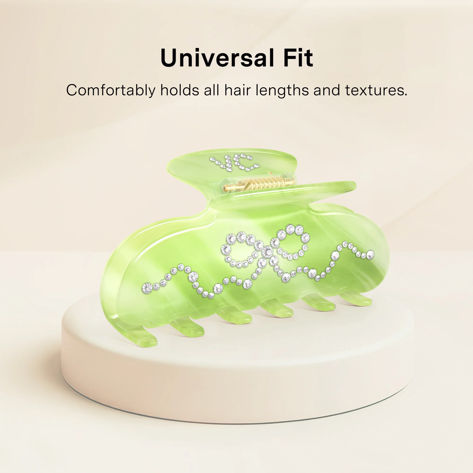 Matcha Swirl Crystal Bow Hair Clip - Image 3