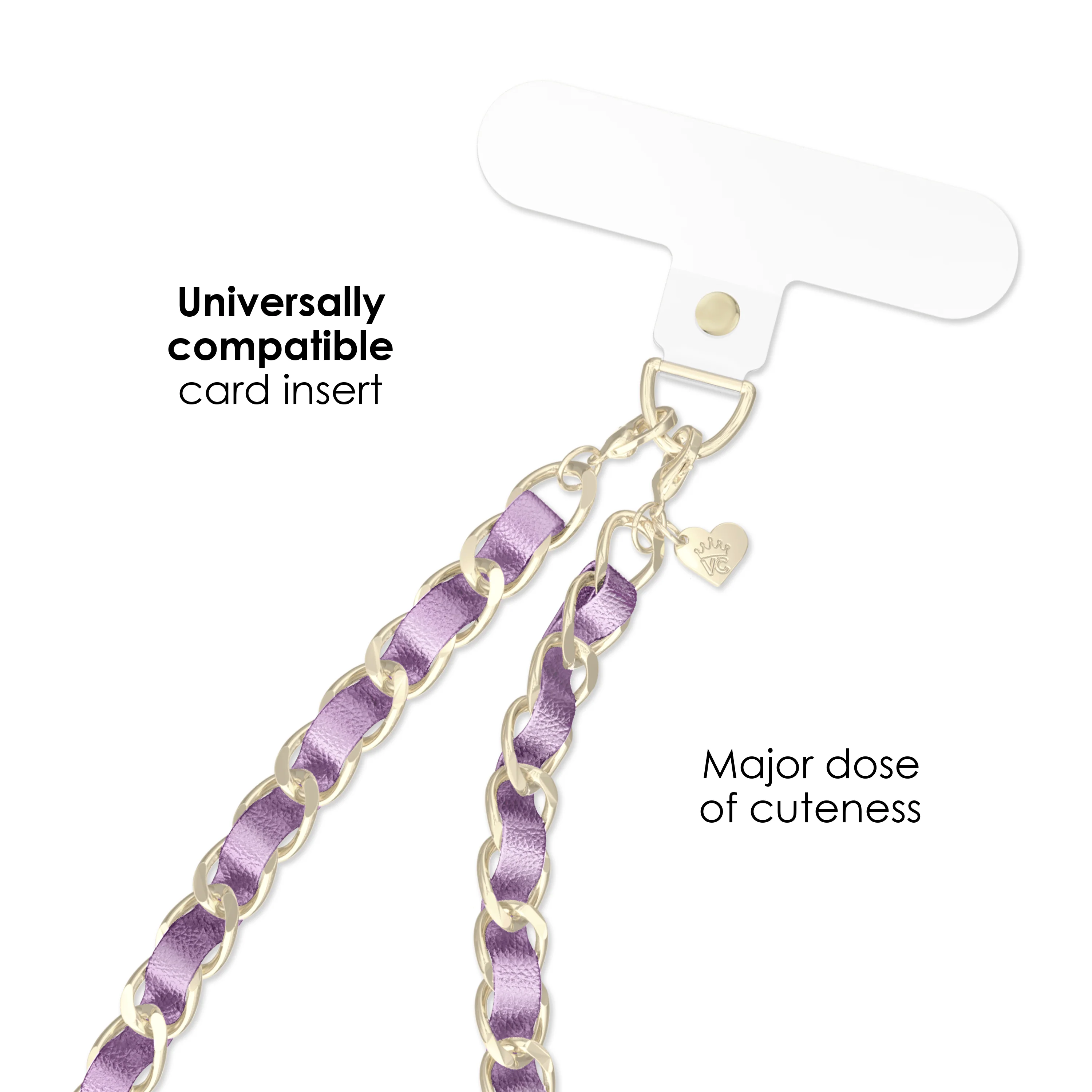 Metallic Purple Leather Chain Phone Charm - Image 3