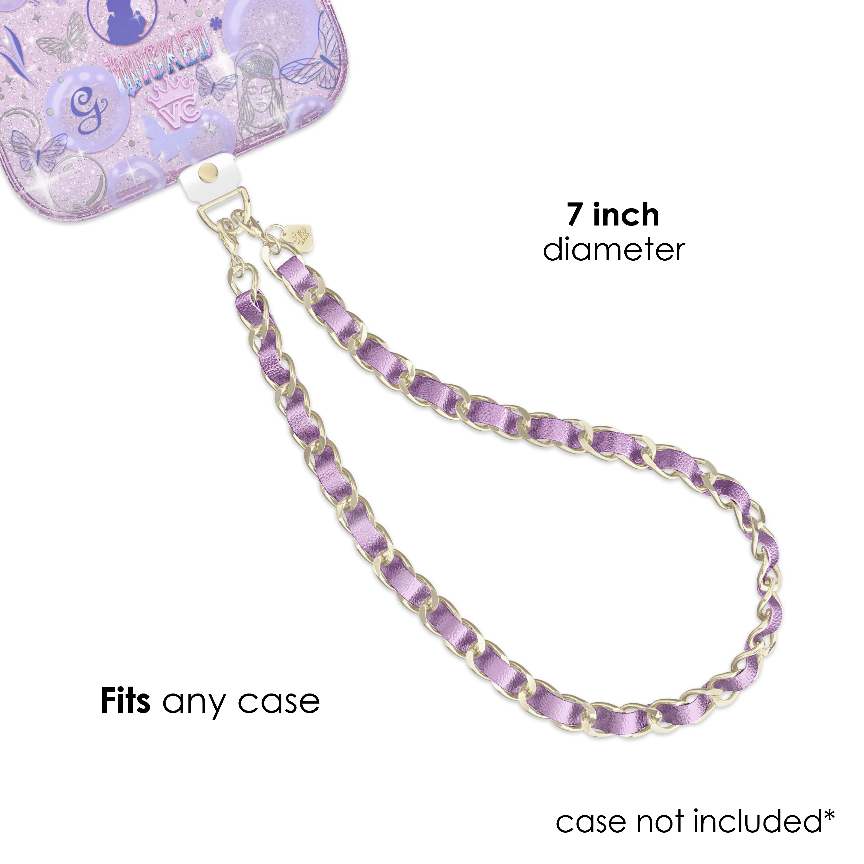 Metallic Purple Leather Chain Phone Charm - Image 4