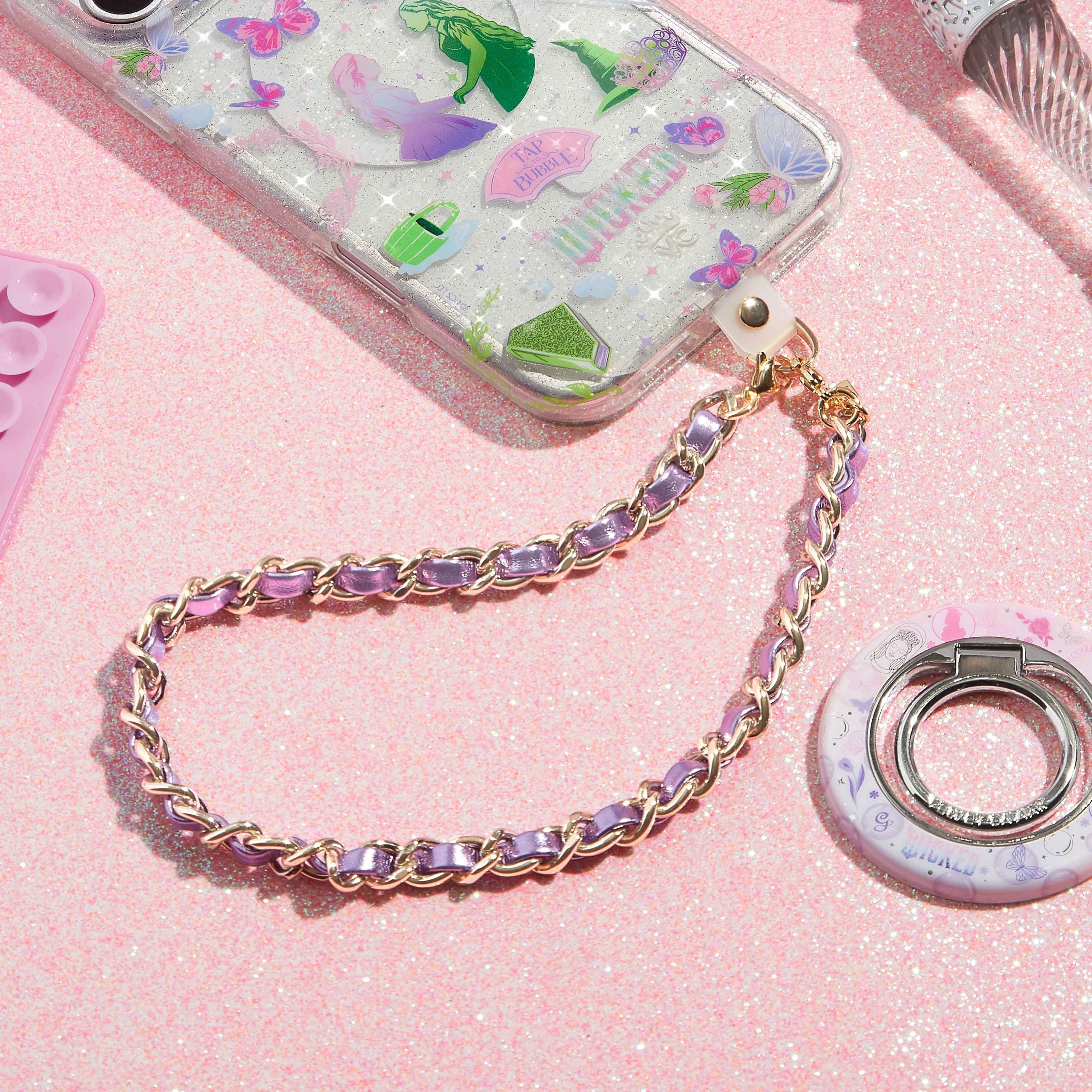 Metallic Purple Leather Chain Phone Charm - Image 5