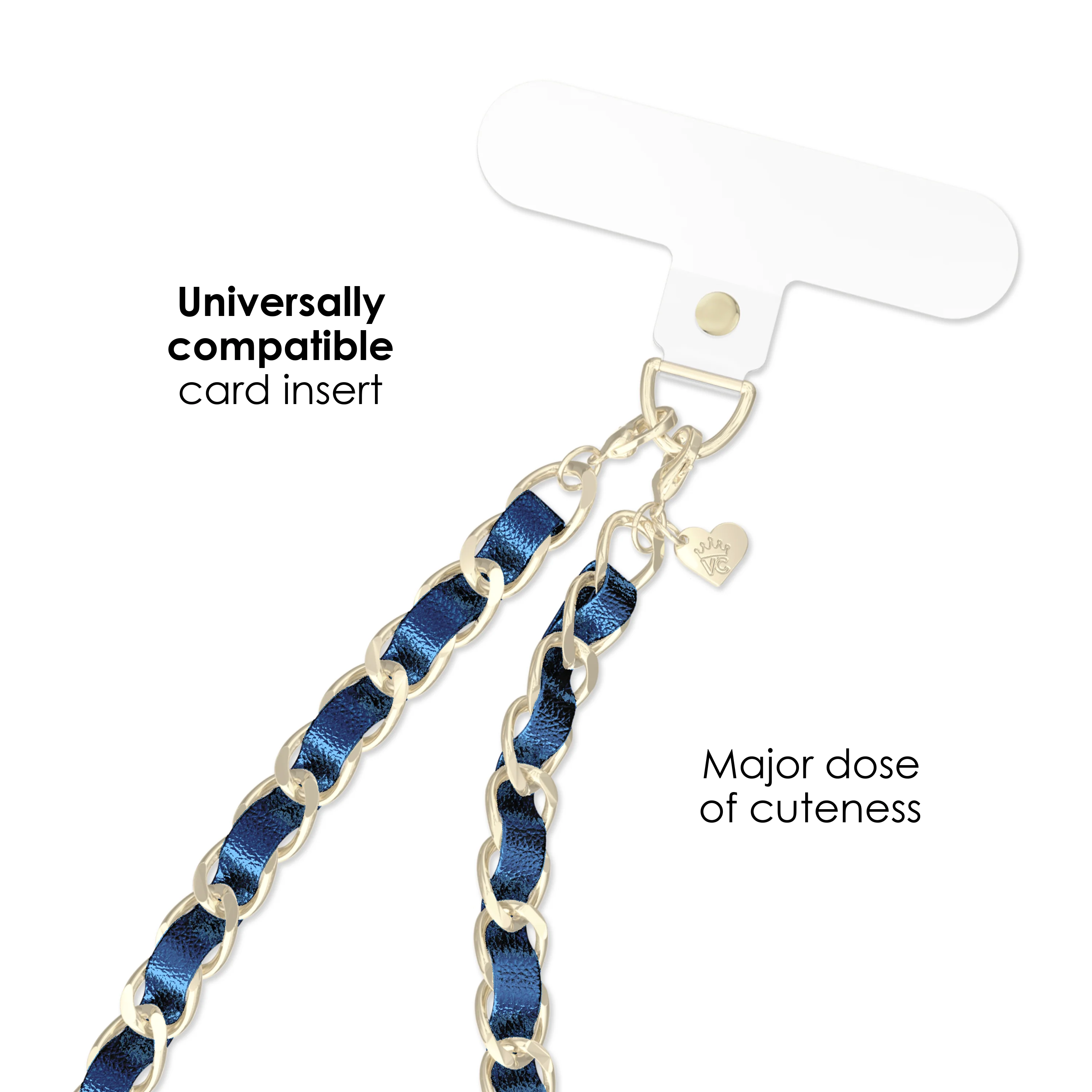 Metallic Navy Leather Chain Phone Charm - Image 3