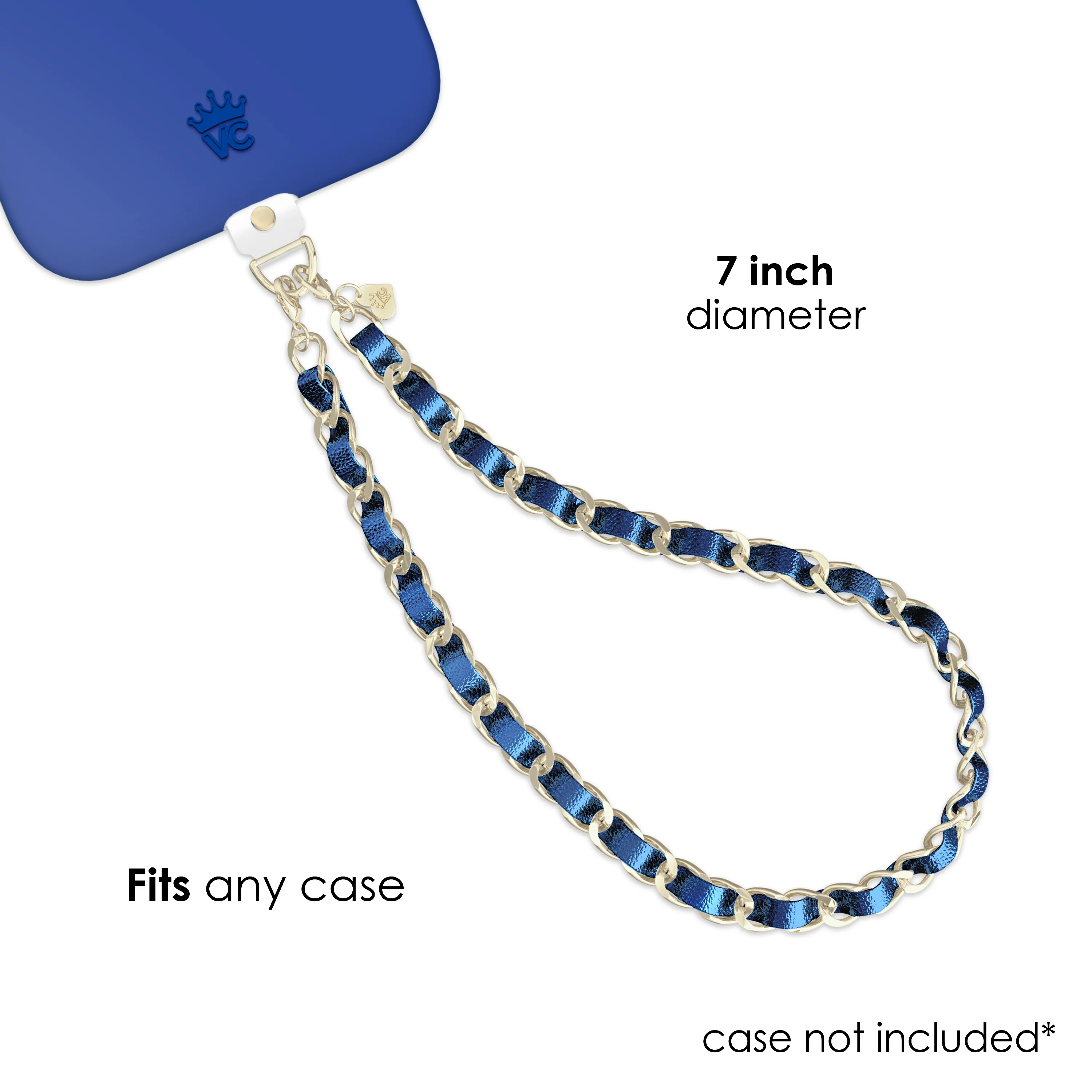 Metallic Navy Leather Chain Phone Charm - Image 4