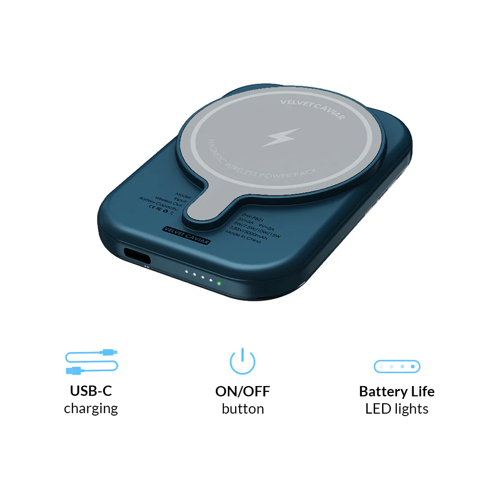 Metallic Navy Leopard MagSafe Battery Power Pack - Image 5