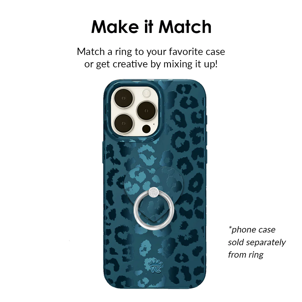 Metallic Navy Leopard Phone Ring - Image 2
