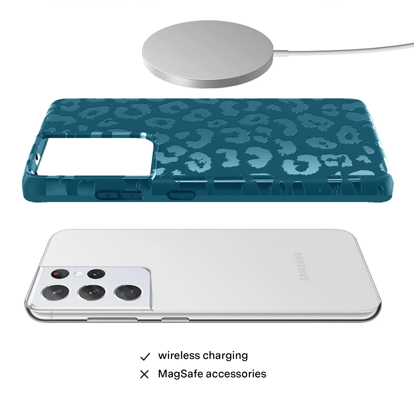 Metallic Navy Leopard Samsung Case - Image 35