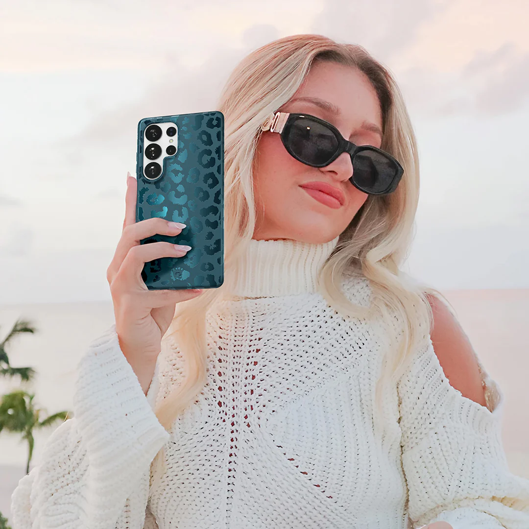 Metallic Navy Leopard Samsung Case - Image 50
