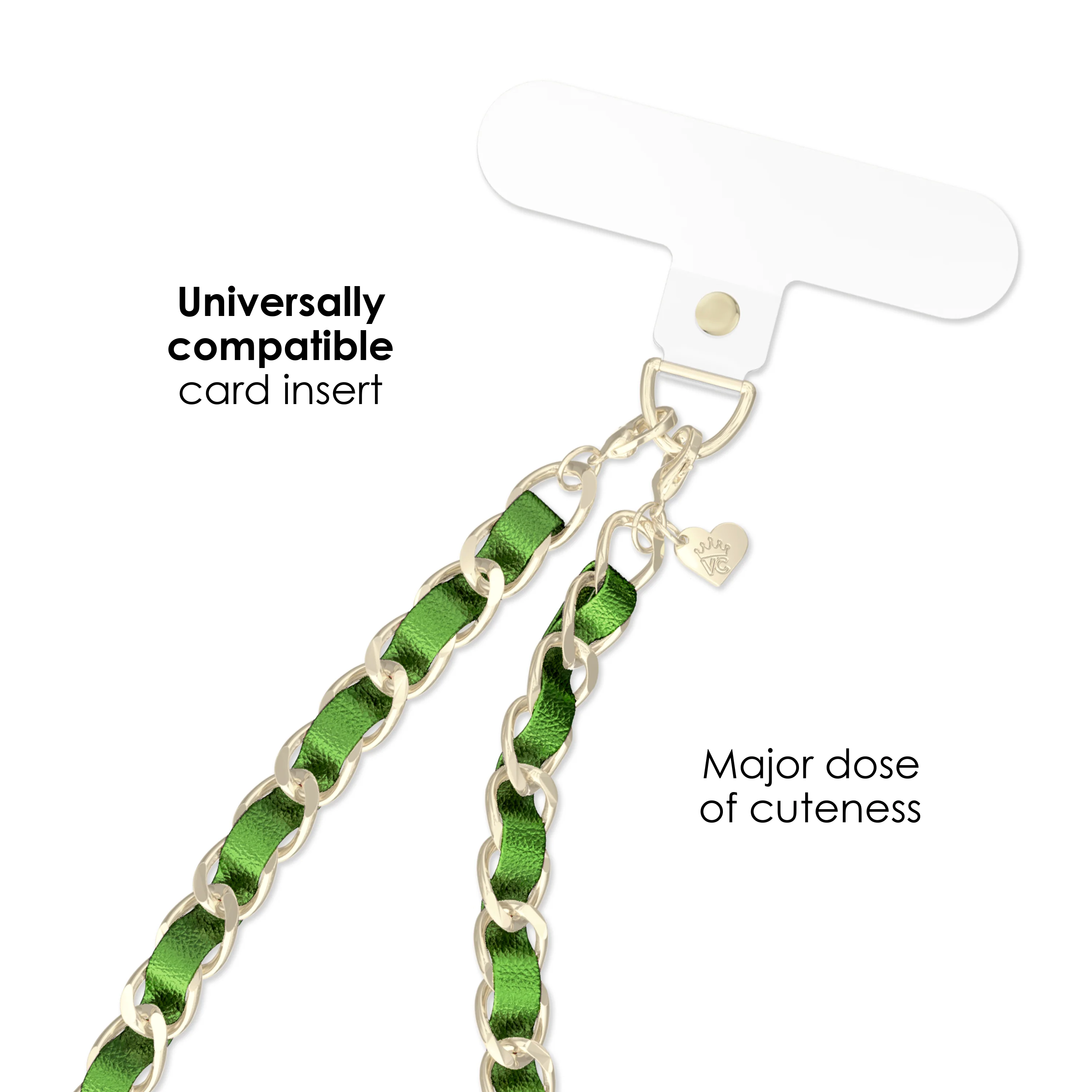 Metallic Green Leather Chain Phone Charm - Image 3
